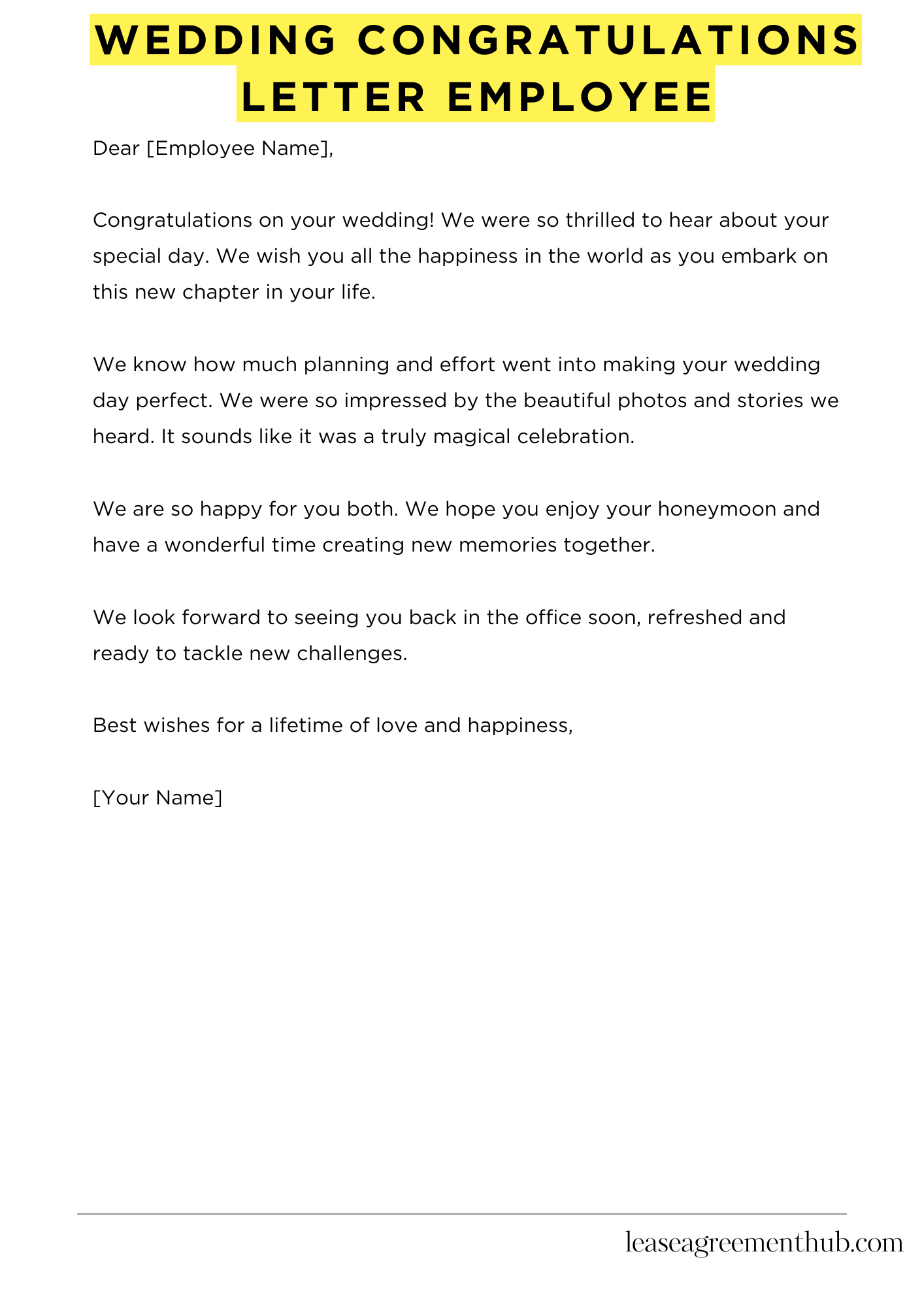 Wedding Congratulations Letter Employee