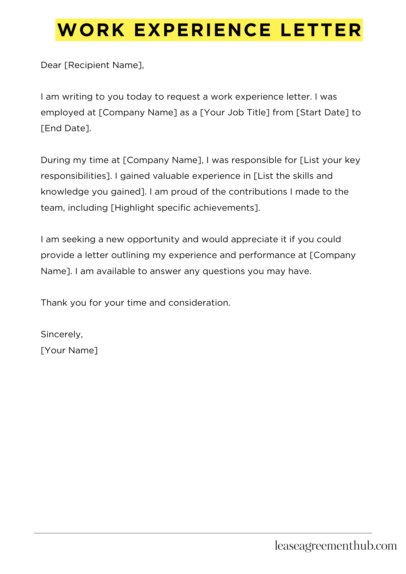Work Experience Letter