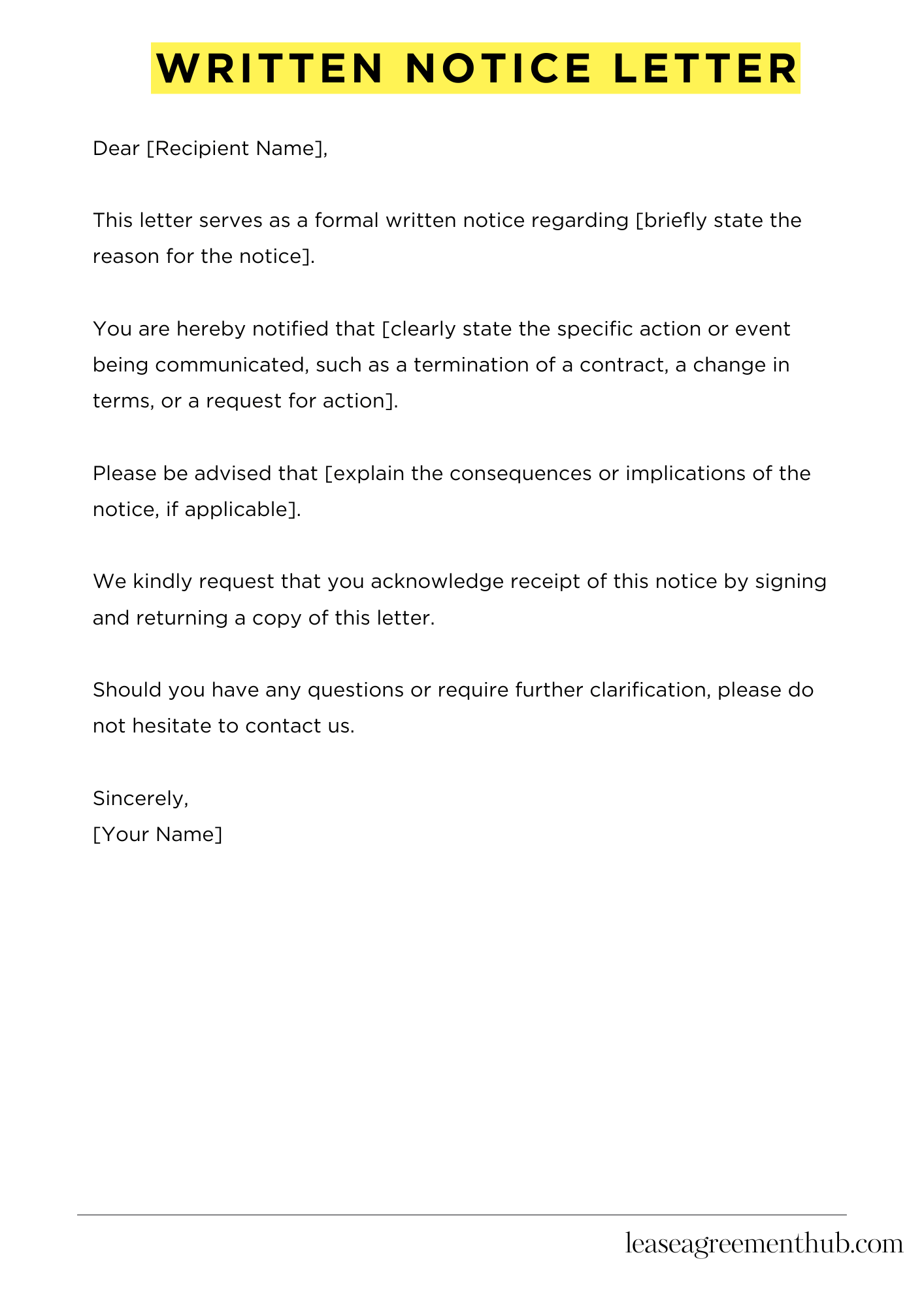 Written Notice Letter