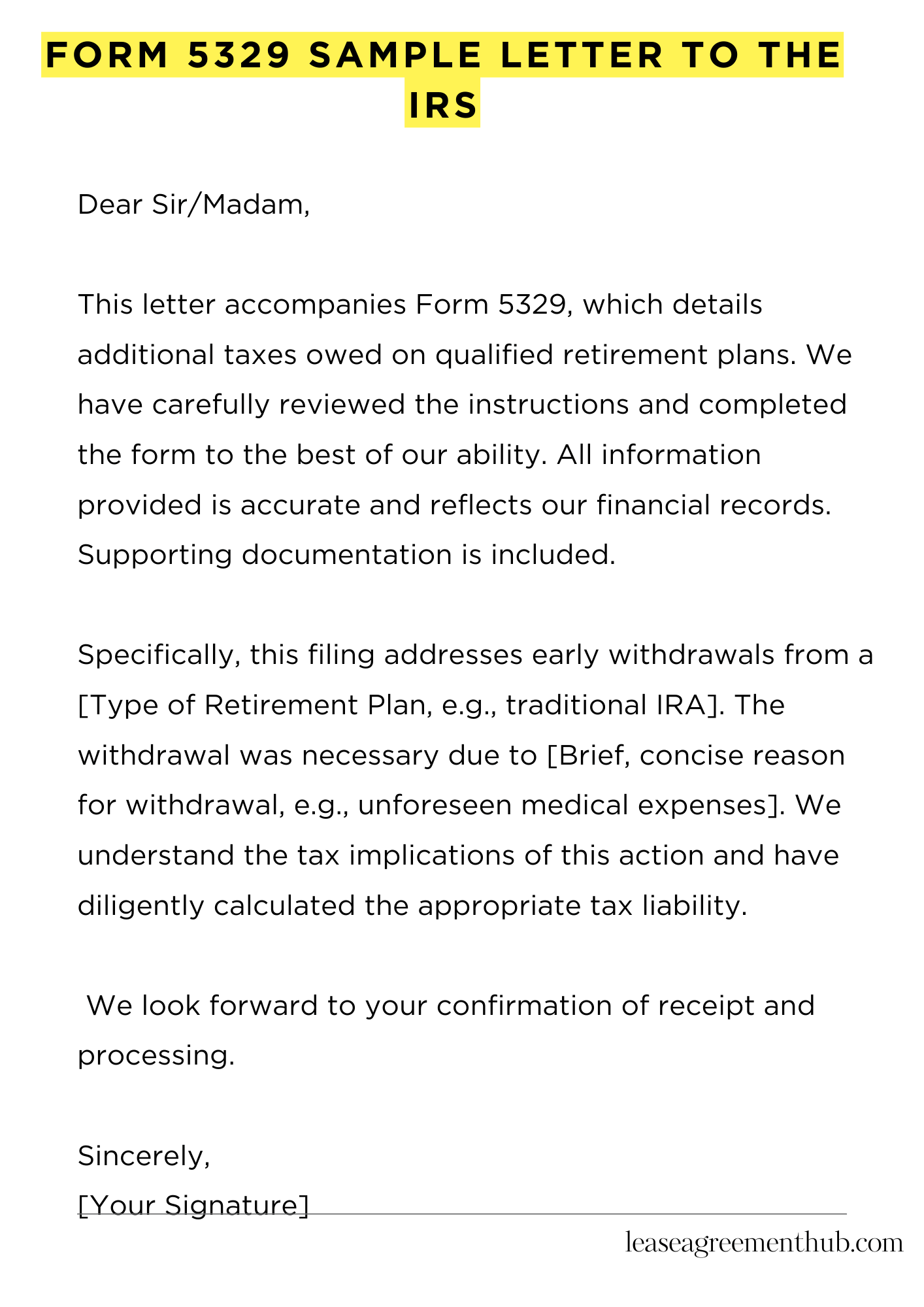 Form 5329 Sample Letter To The Irs