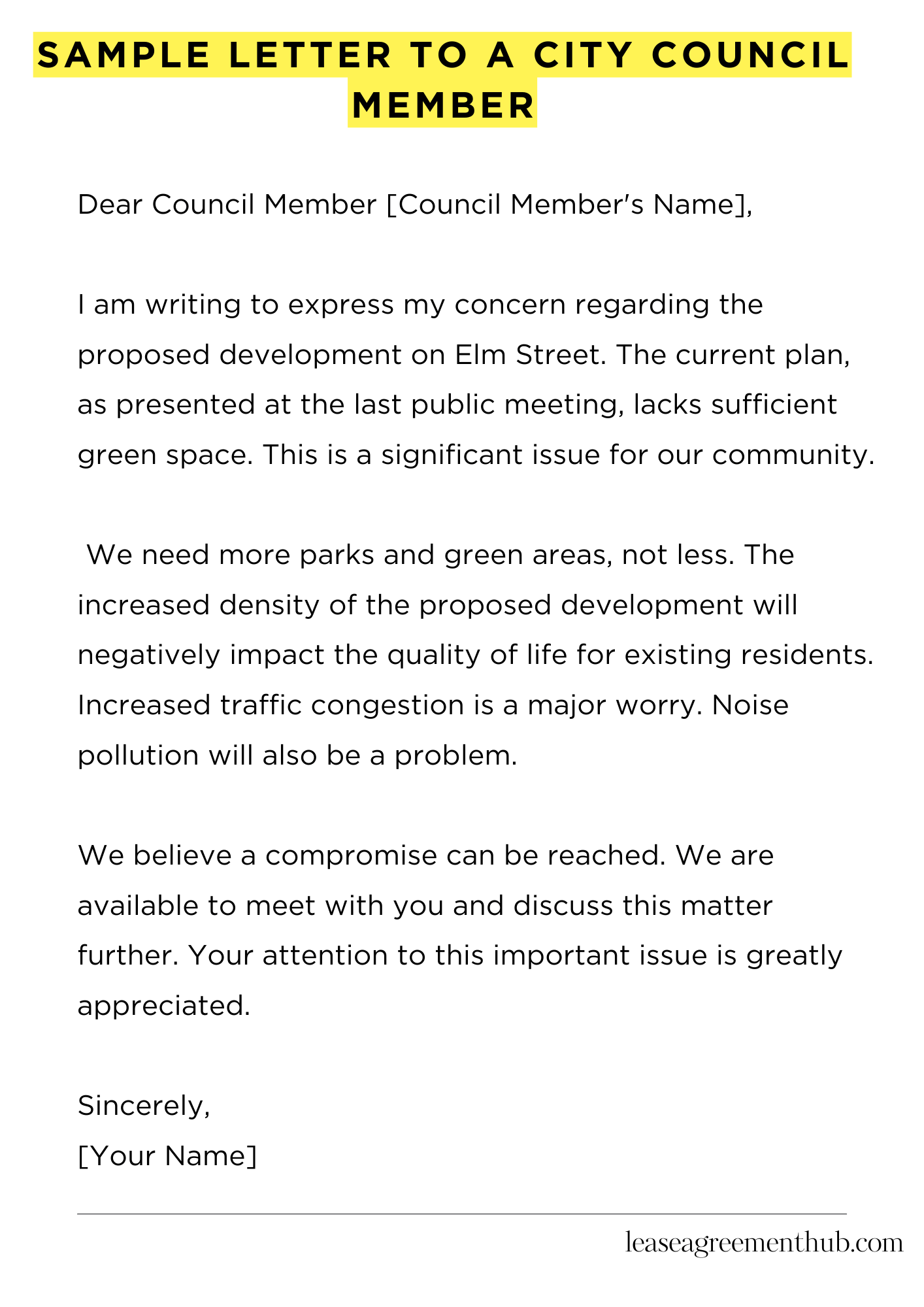 Sample Letter To A City Council Member