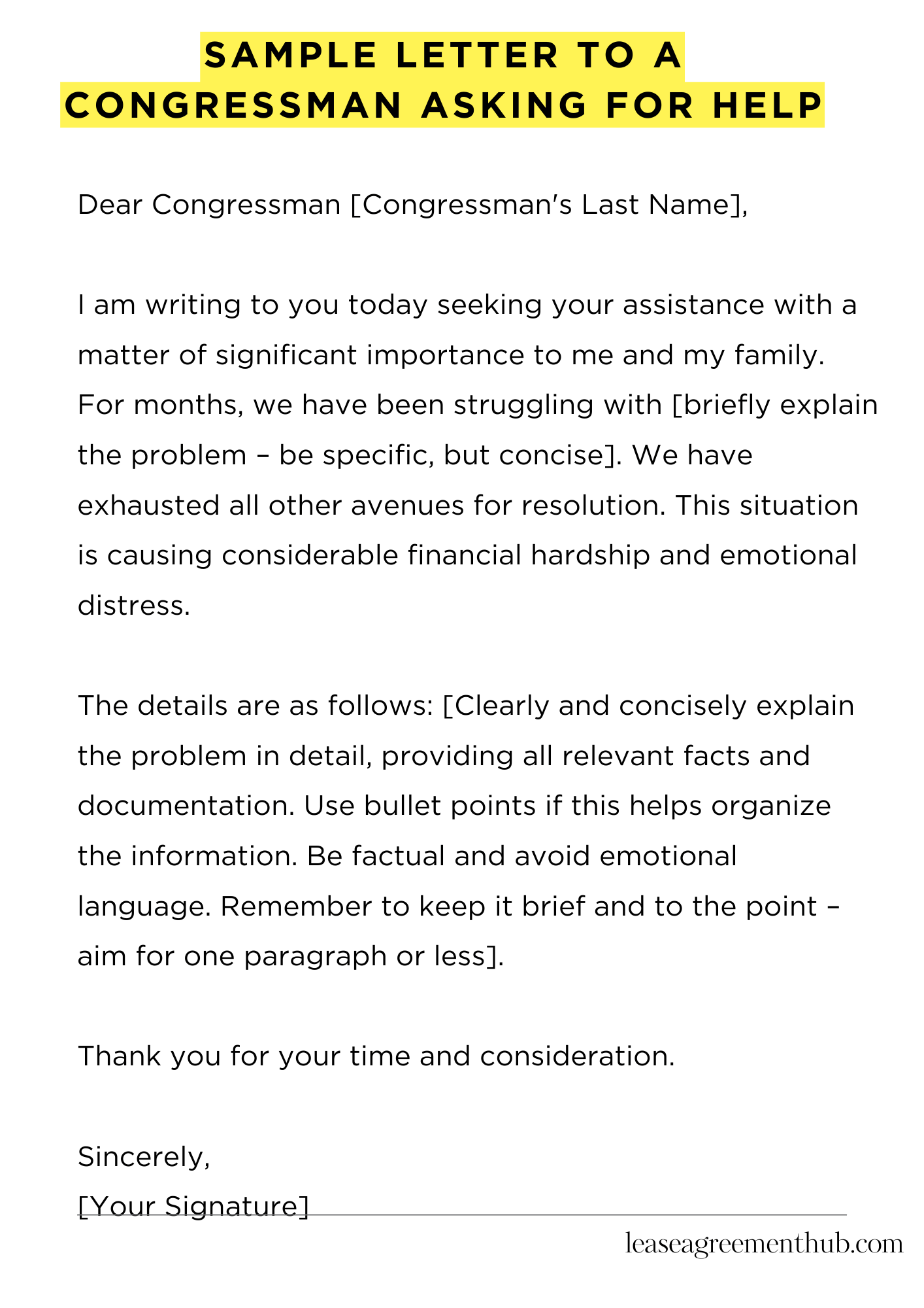 Sample Letter To A Congressman Asking For Help