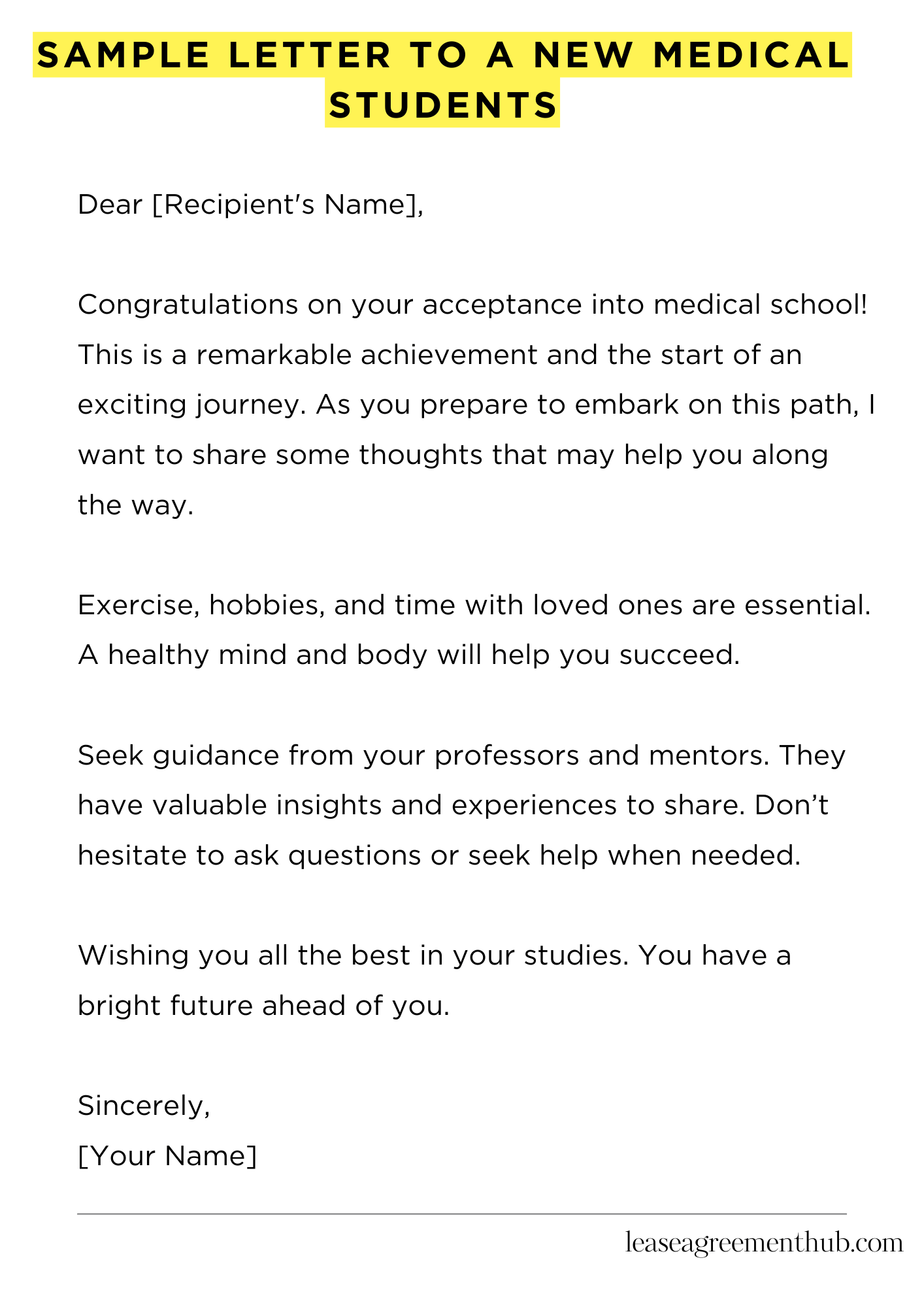 Sample Letter To A New Medical Students