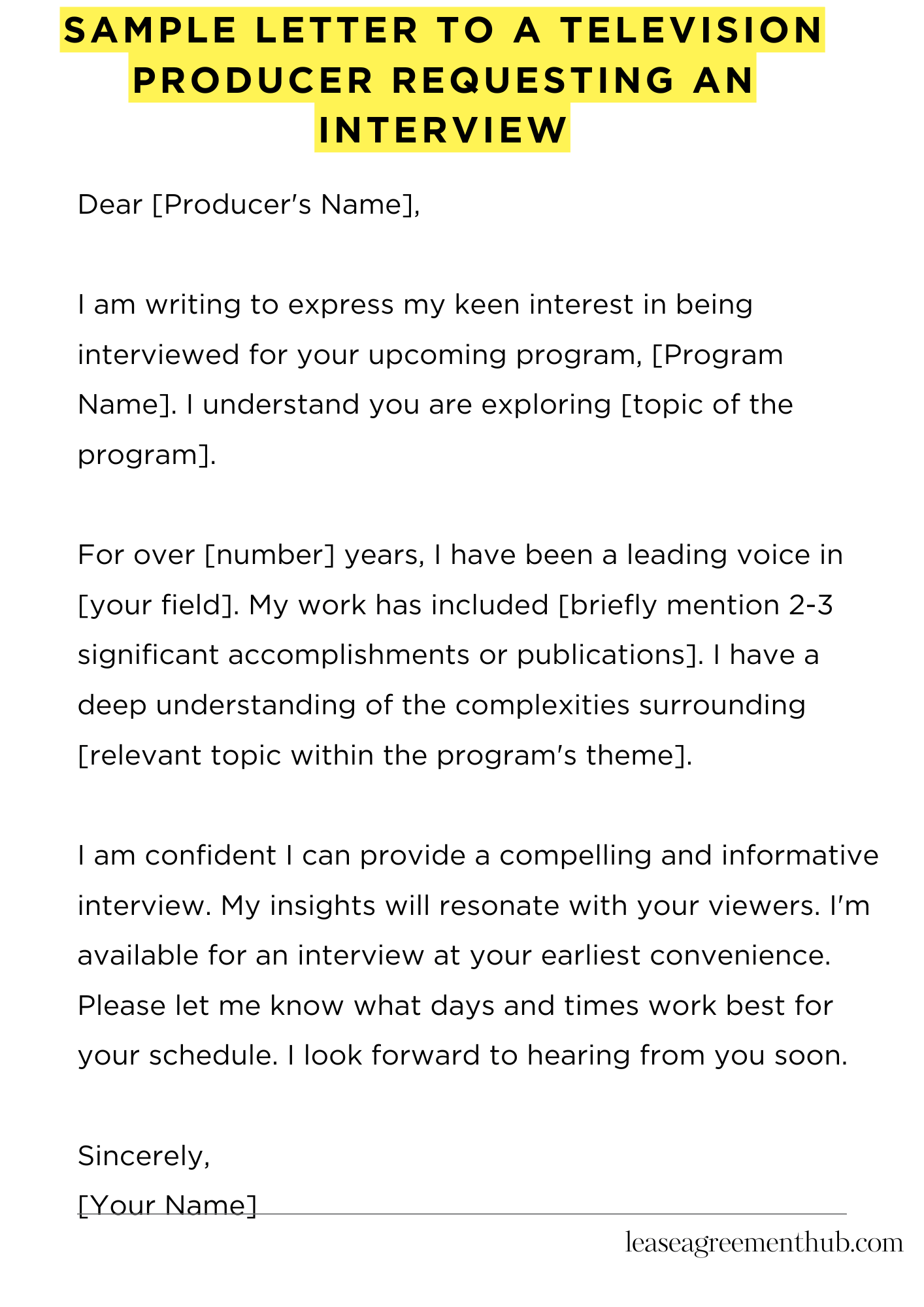 Sample Letter To A Television Producer Requesting An Interview