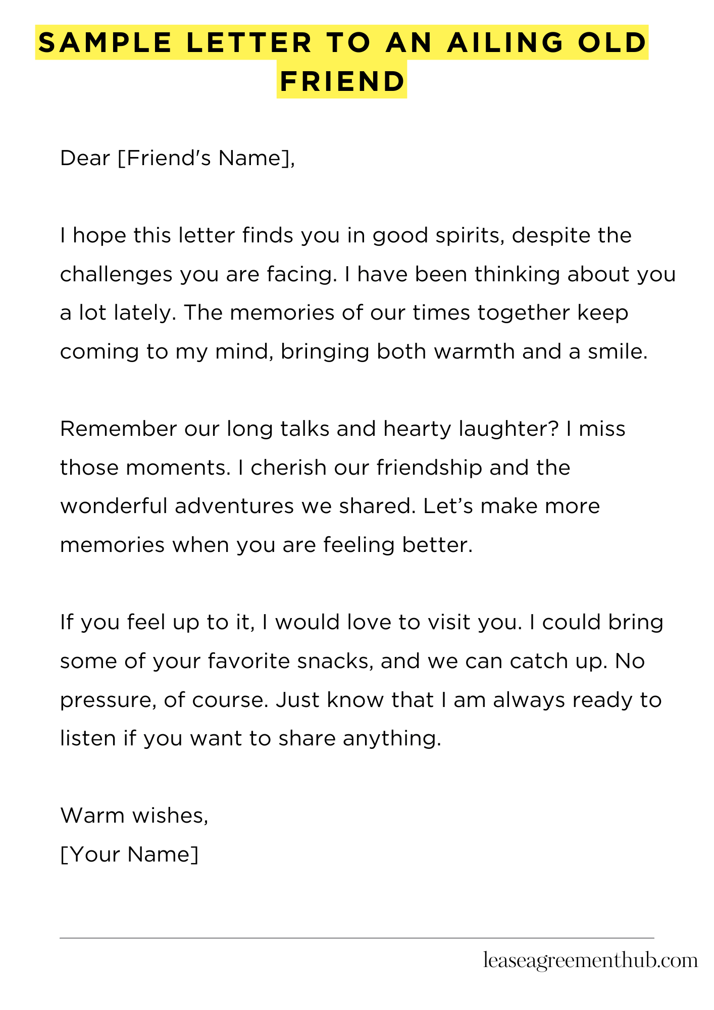 Sample Letter To An Ailing Old Friend