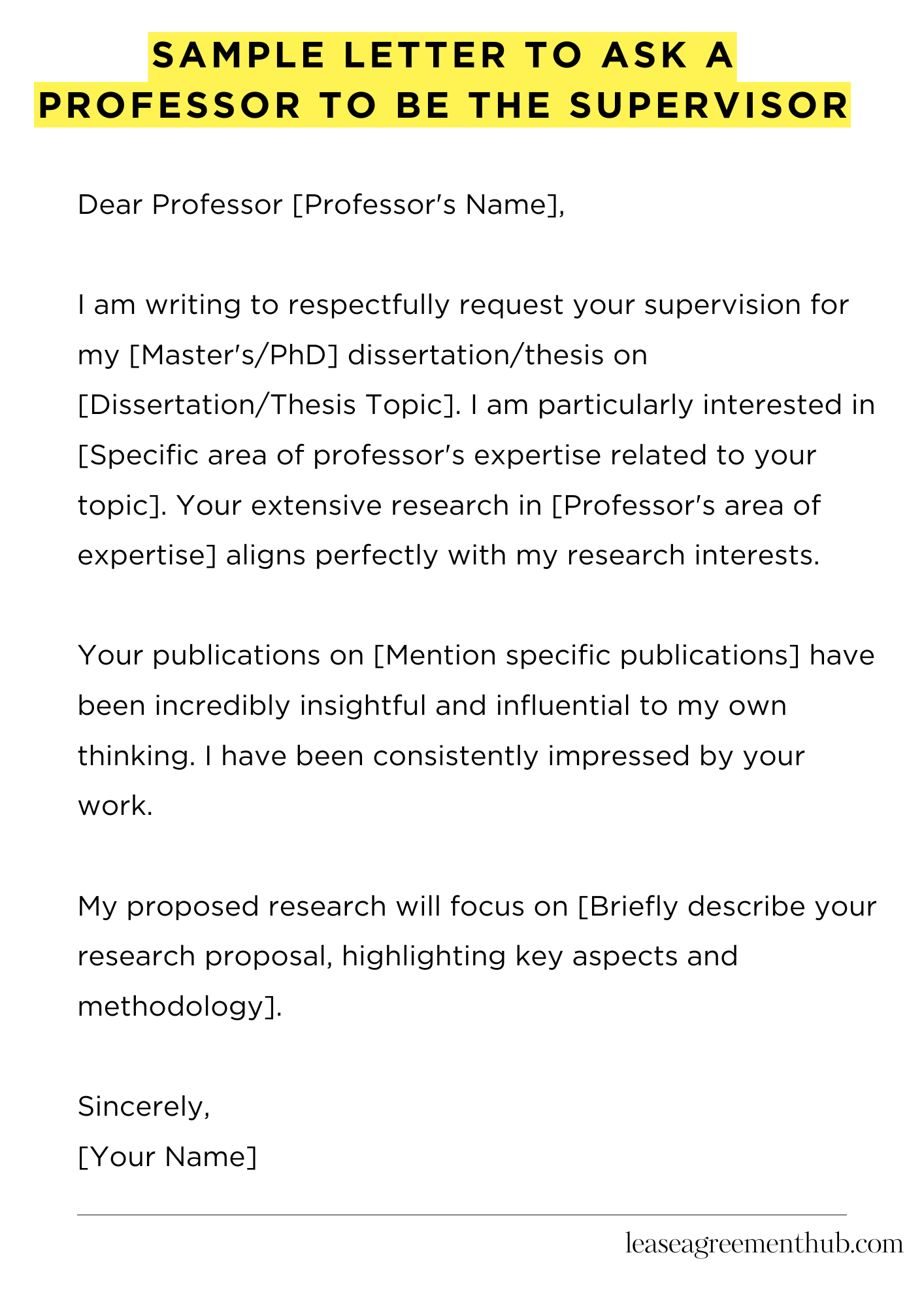 Sample Letter To Ask A Professor To Be The Supervisor