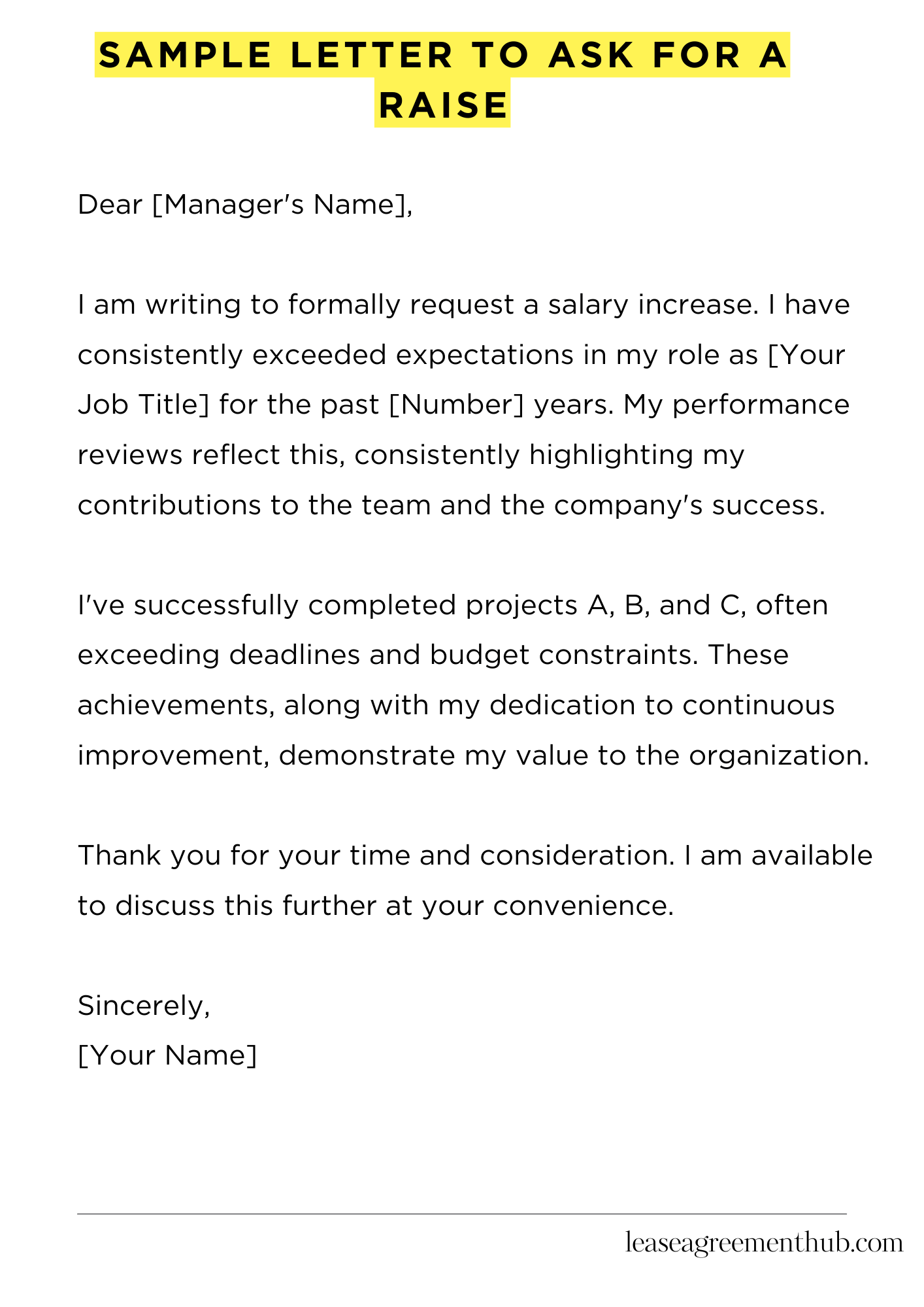 Sample Letter To Ask For A Raise