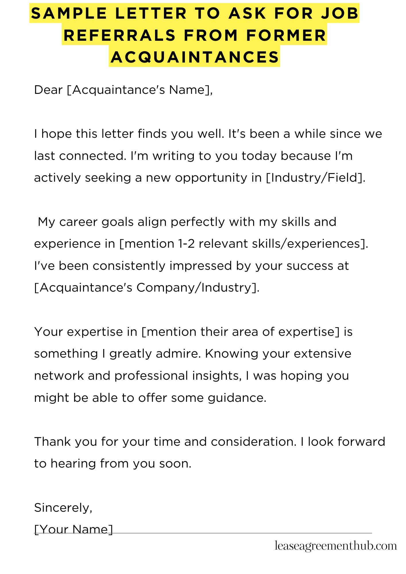 Sample Letter To Ask For Job Referrals From Former Acquaintances