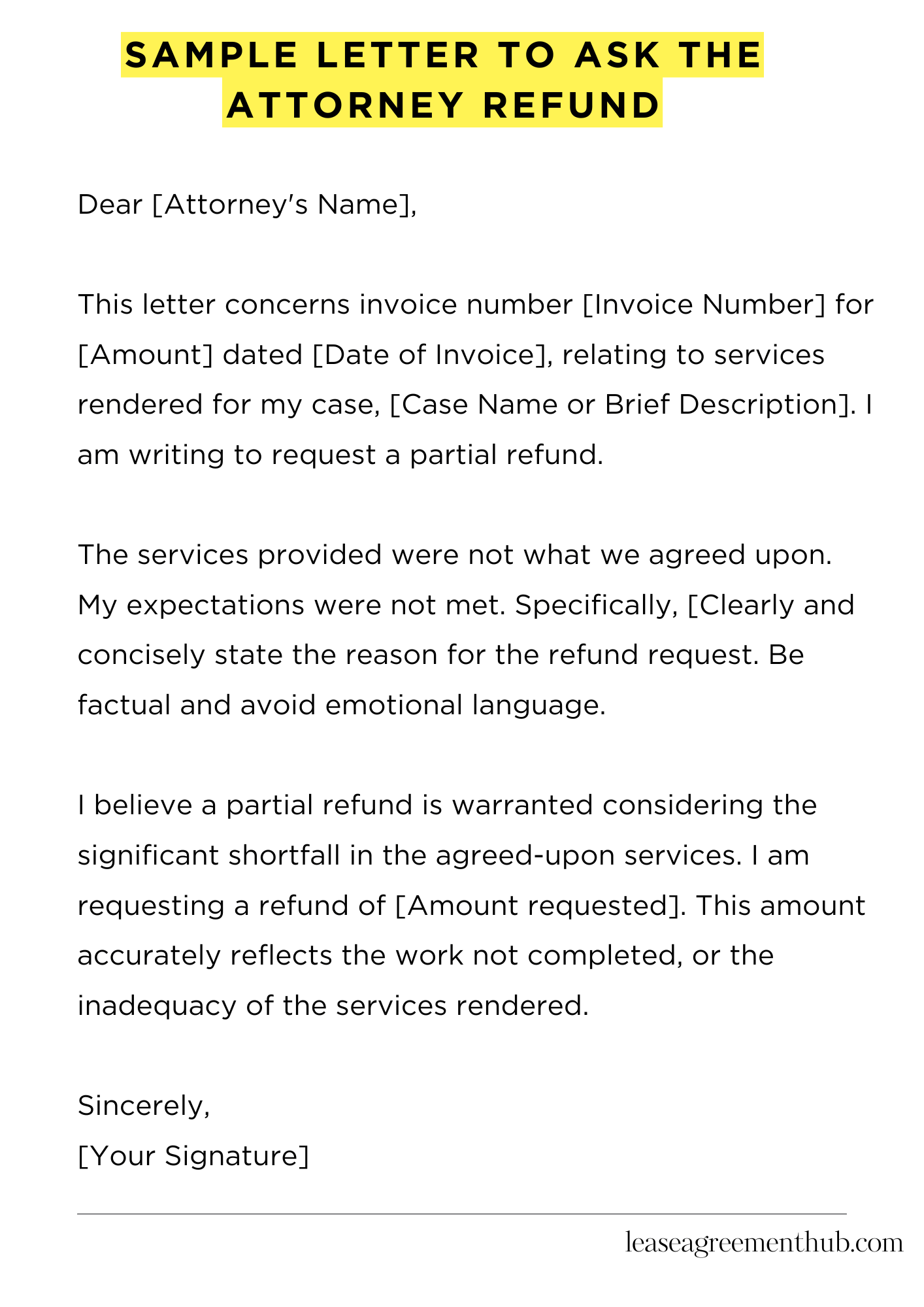 Sample Letter To Ask The Attorney Refund