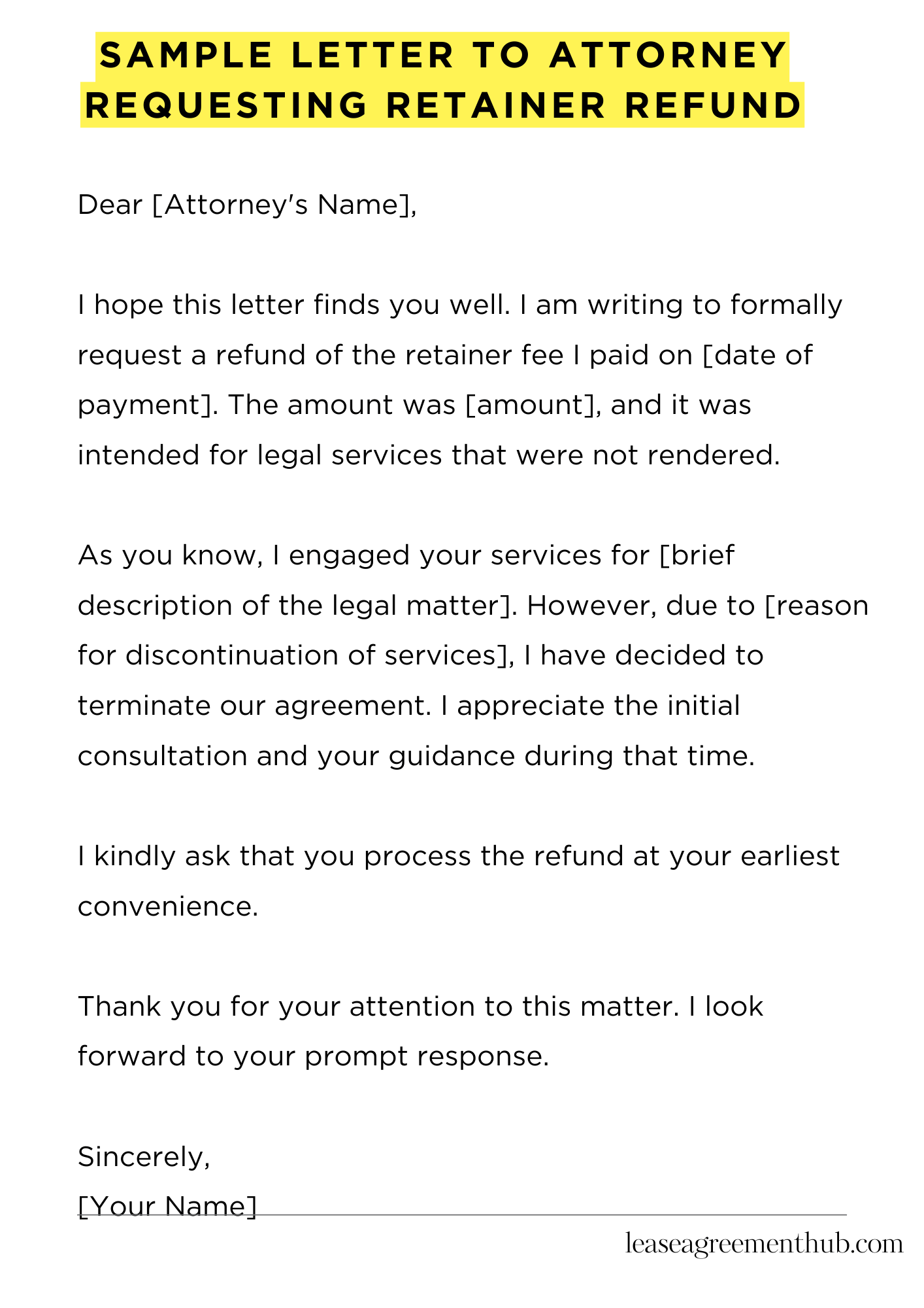 Sample Letter To Attorney Requesting Retainer Refund