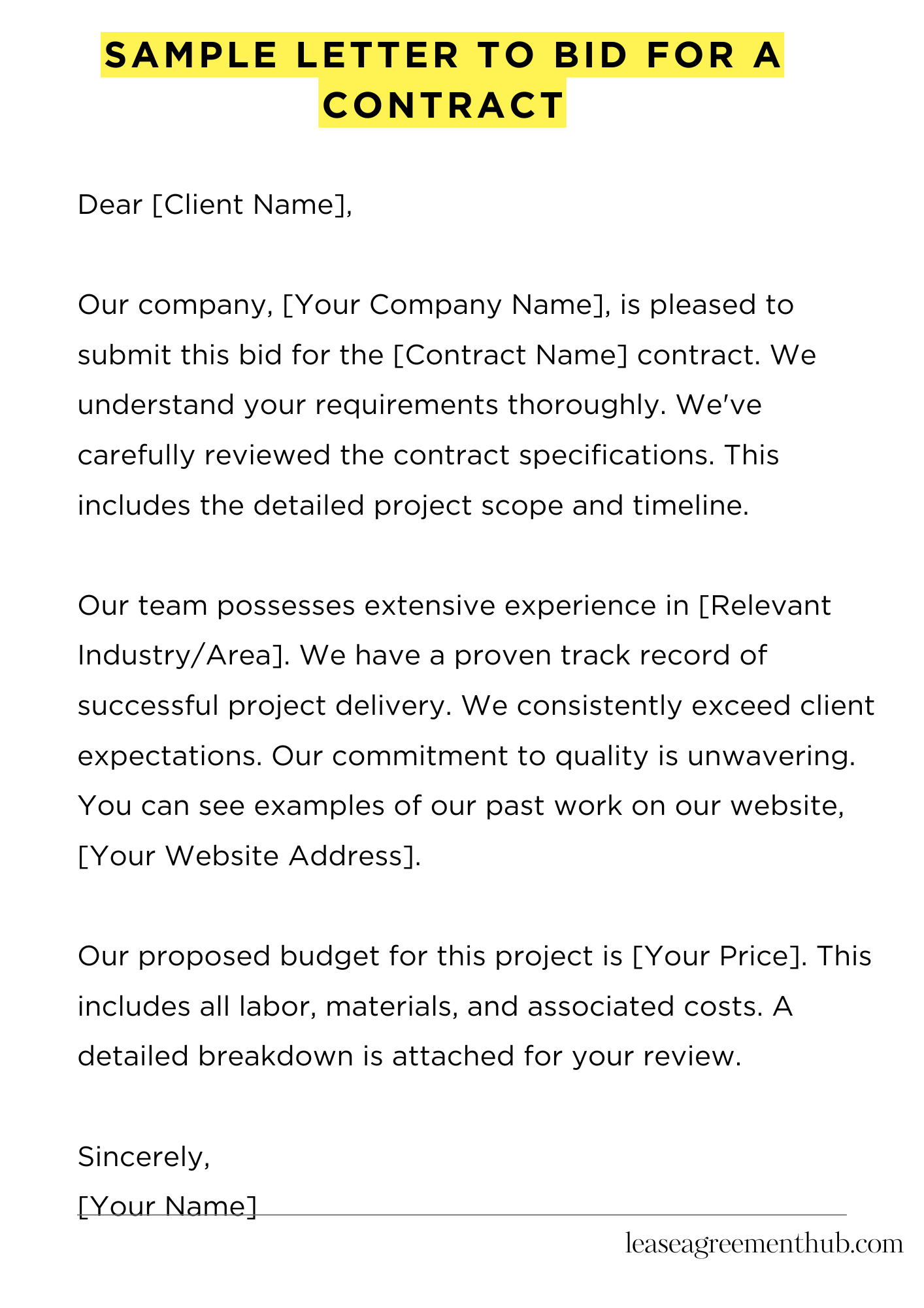 Sample Letter To Bid For A Contract