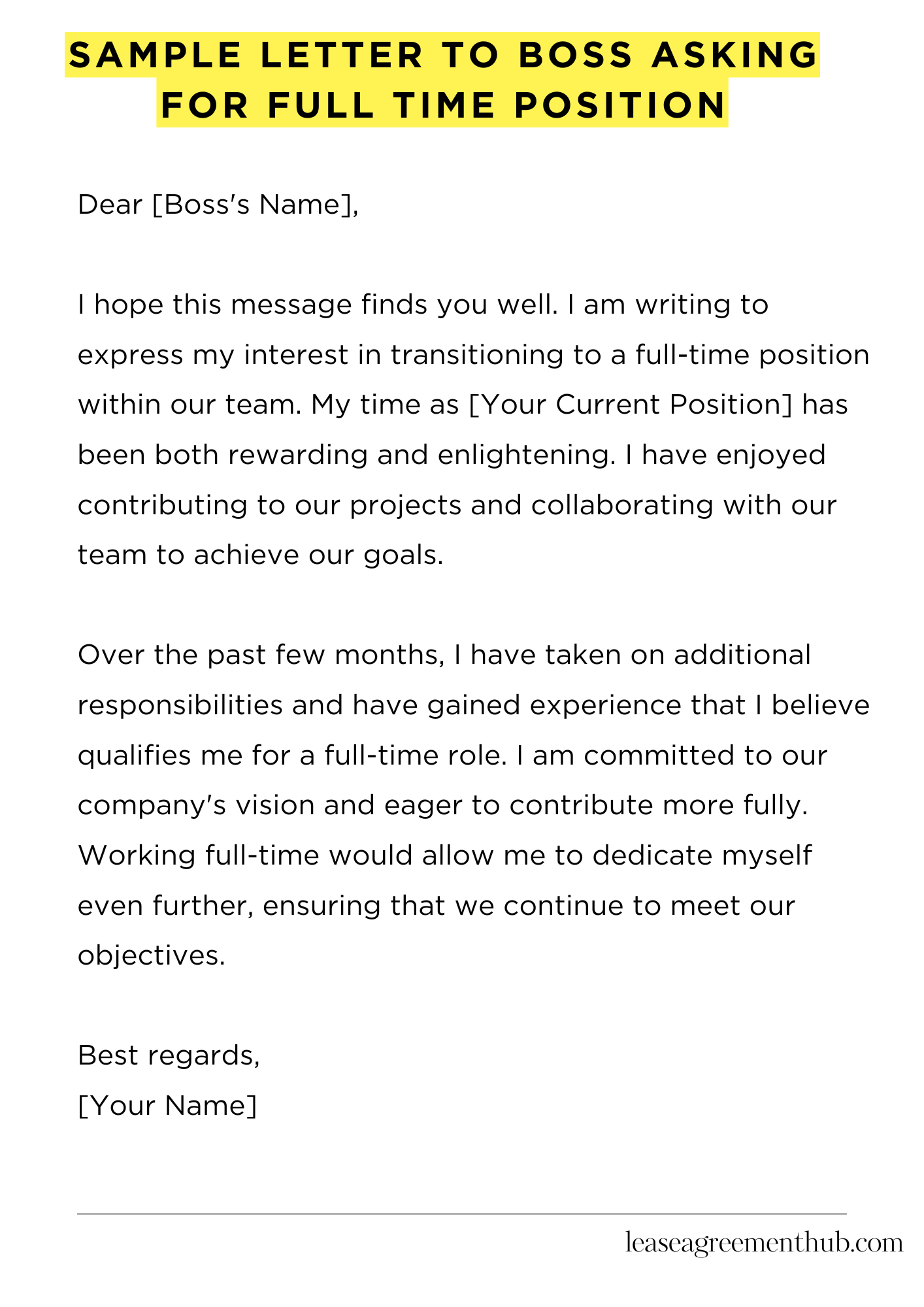 Sample Letter To Boss Asking For Full Time Position