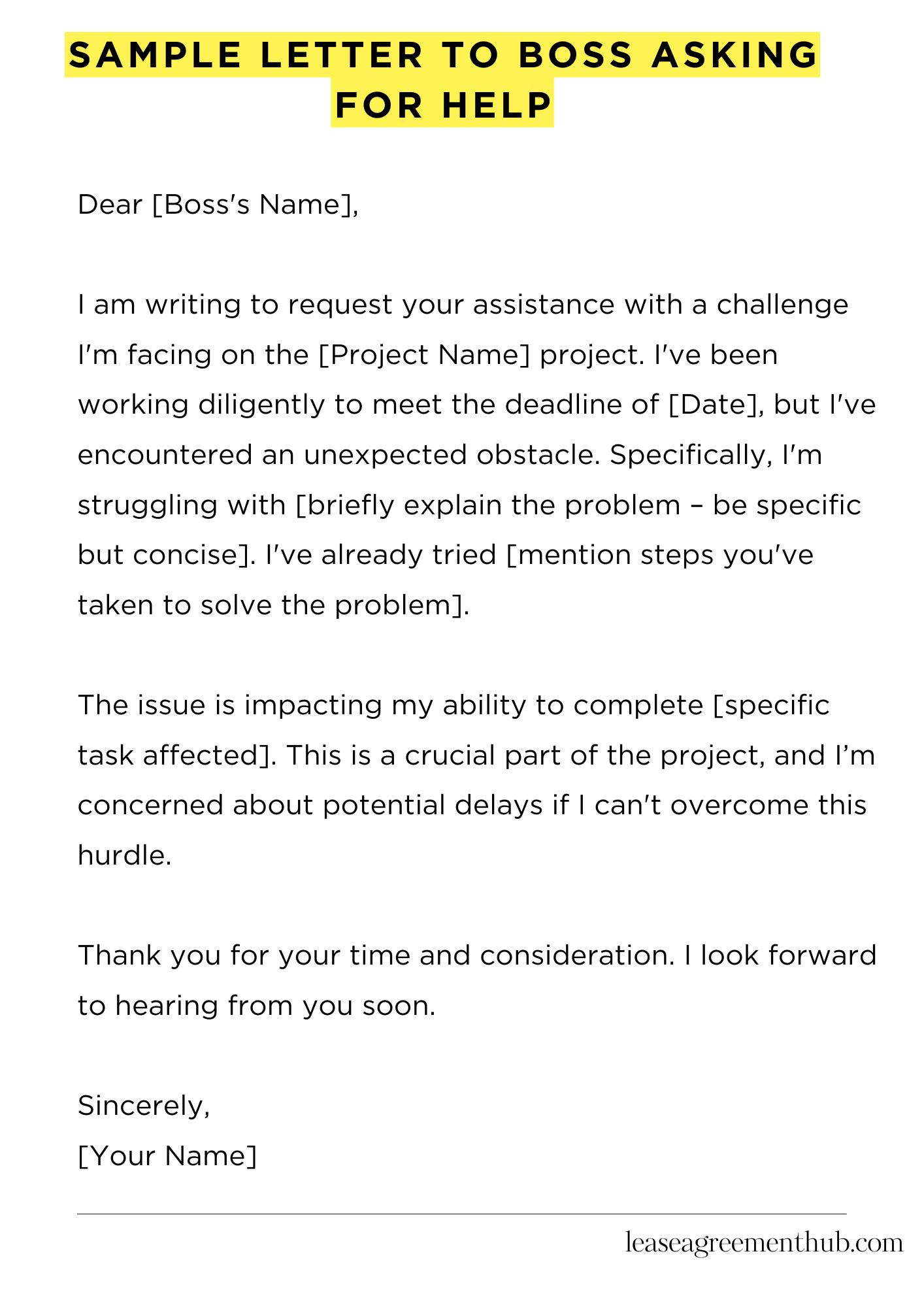 Sample Letter To Boss Asking For Help