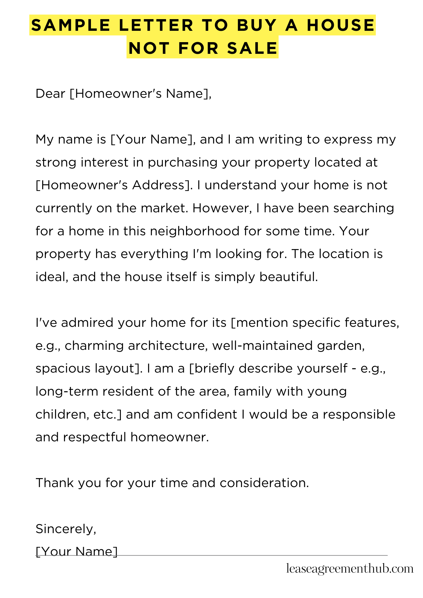 Sample Letter To Buy A House Not For Sale