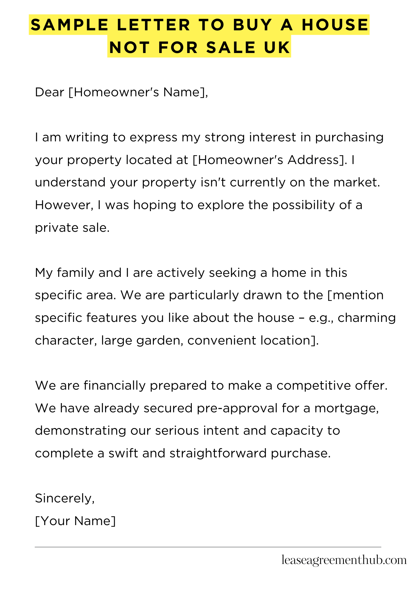 Sample Letter To Buy A House Not For Sale Uk