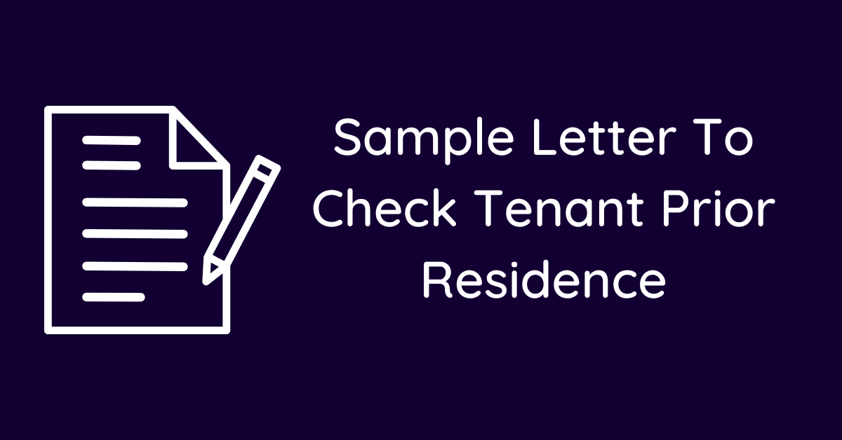 Sample Letter To Check Tenant Prior Residence