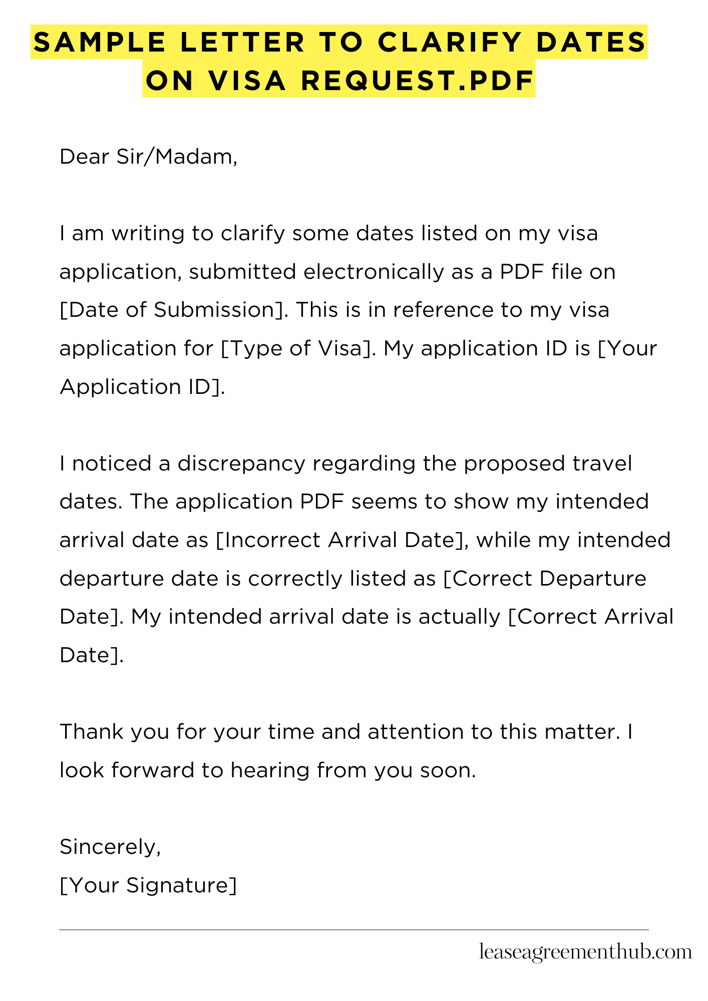 Sample Letter To Clarify Dates On Visa Request.Pdf