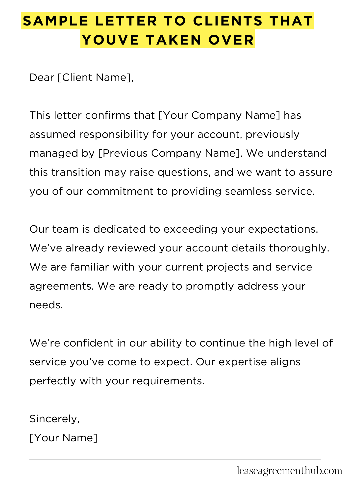 Sample Letter To Clients That Youve Taken Over