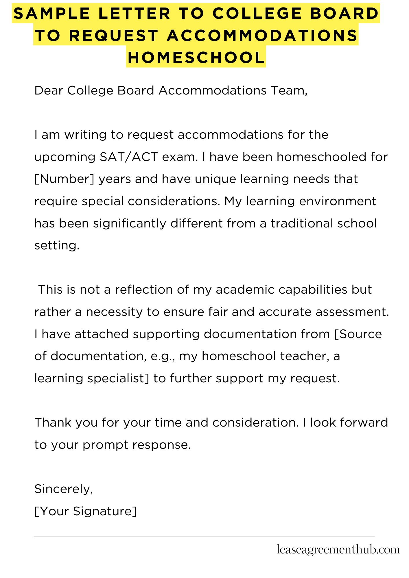 Sample Letter To College Board To Request Accommodations Homeschool