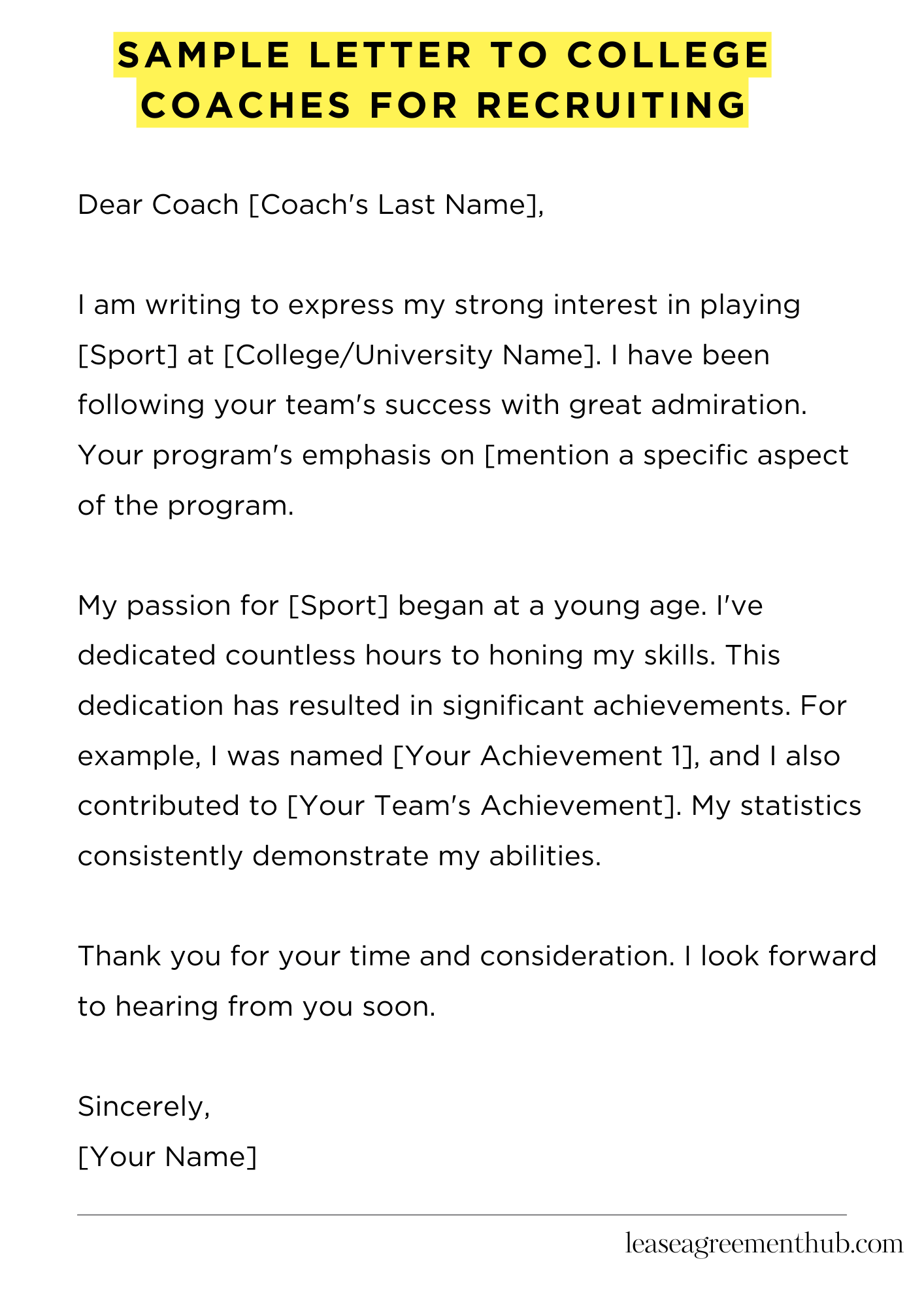 Sample Letter To College Coaches For Recruiting