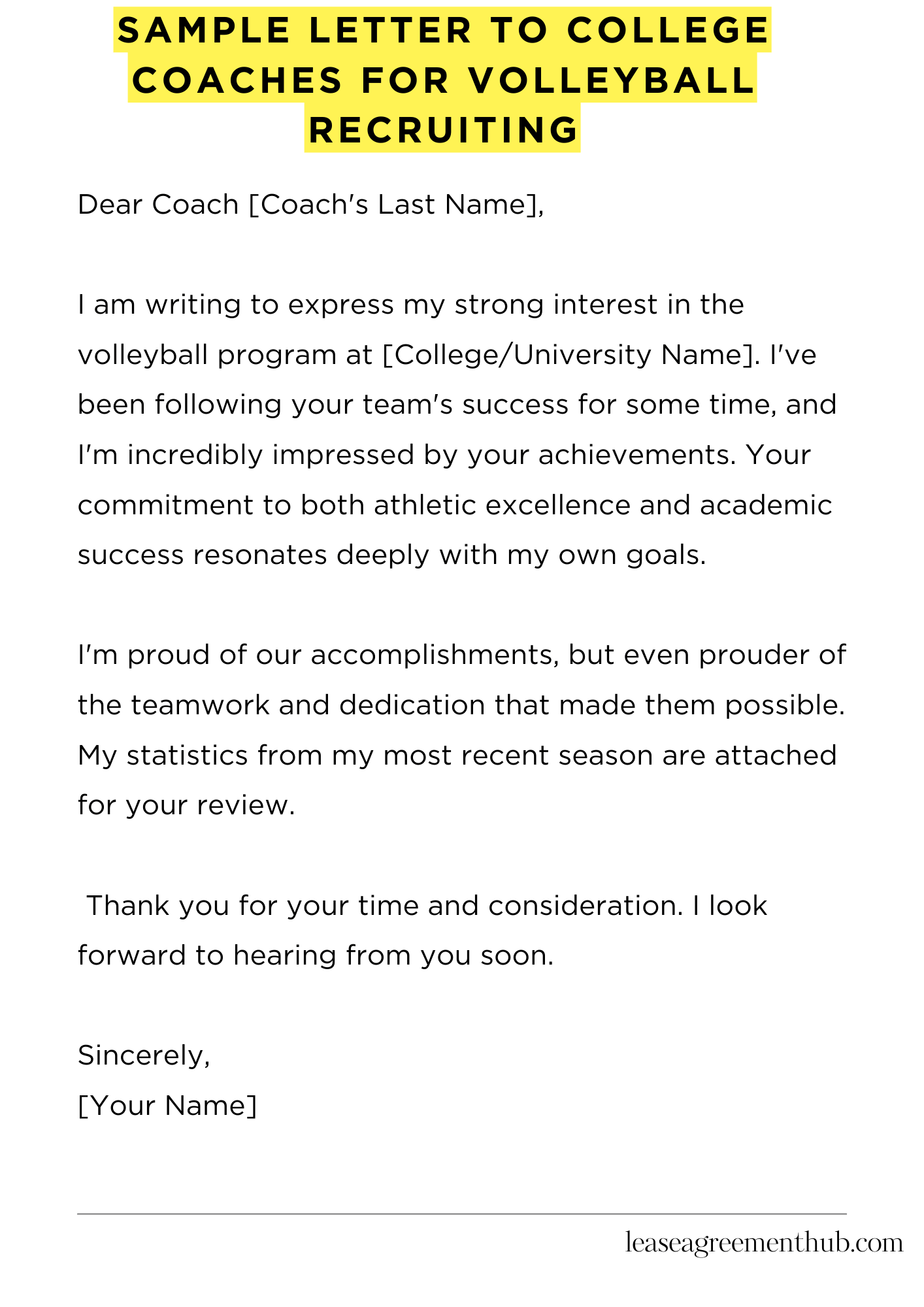 Sample Letter To College Coaches For Volleyball Recruiting