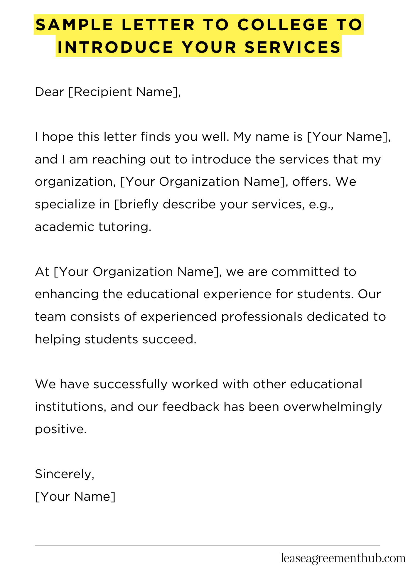 Sample Letter To College To Introduce Your Services