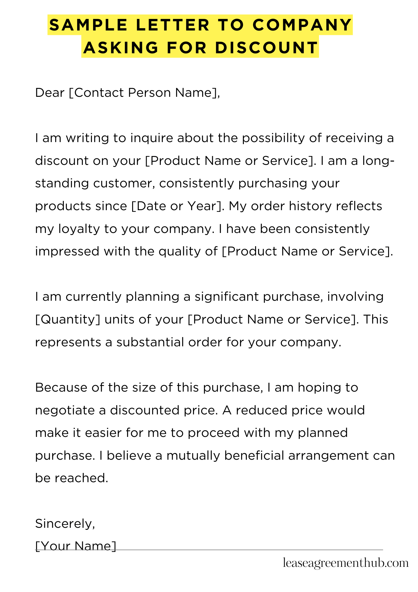 Sample Letter To Company Asking For Discount