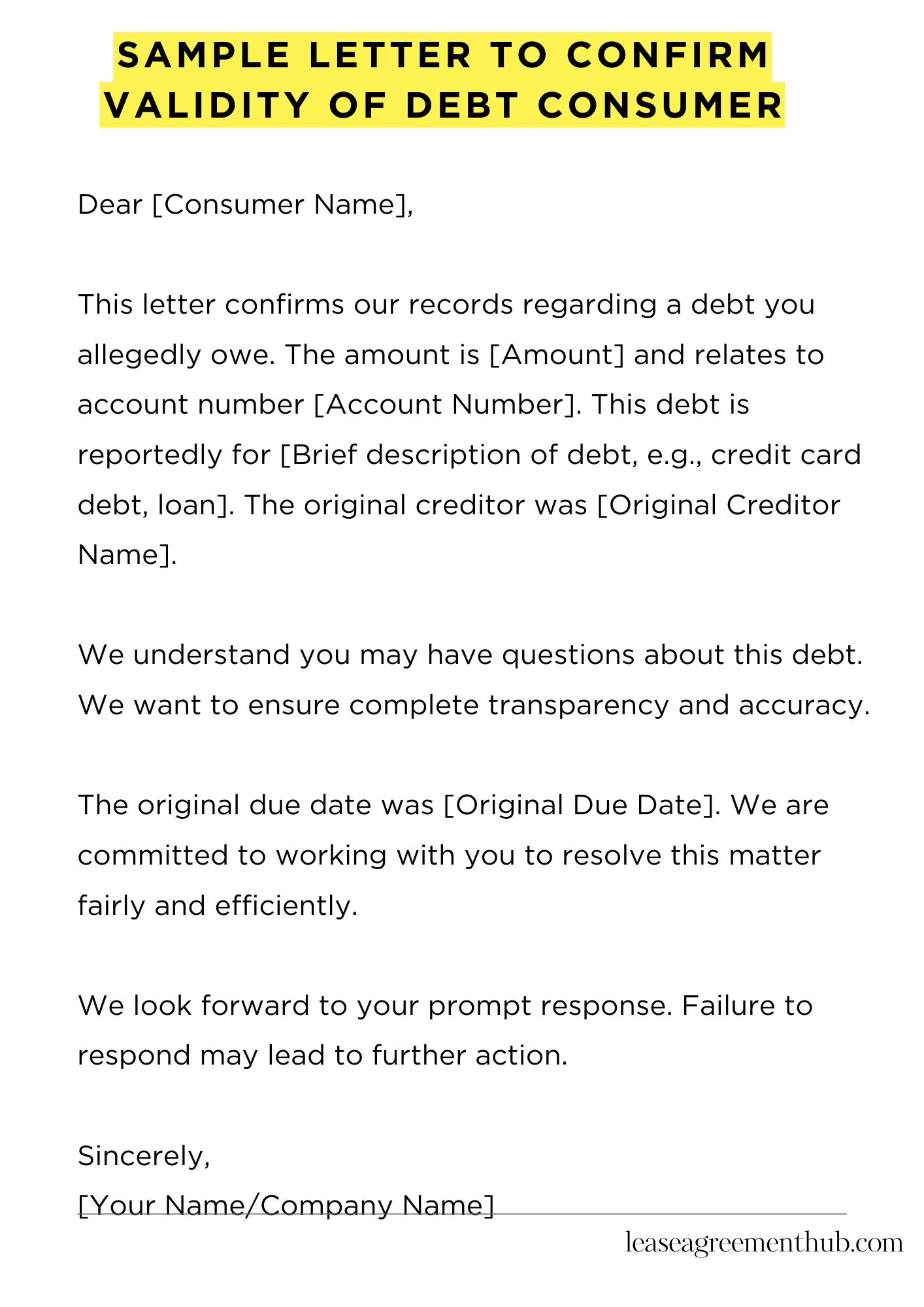 Sample Letter To Confirm Validity Of Debt Consumer