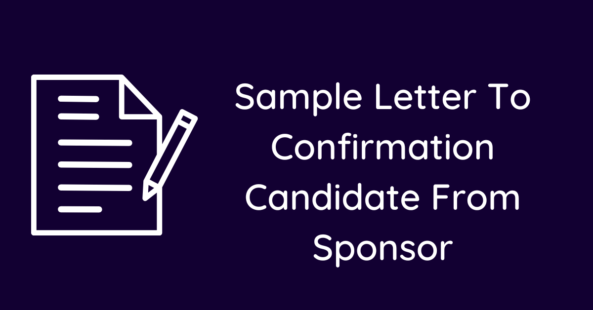 Sample Letter To Confirmation Candidate From Sponsor