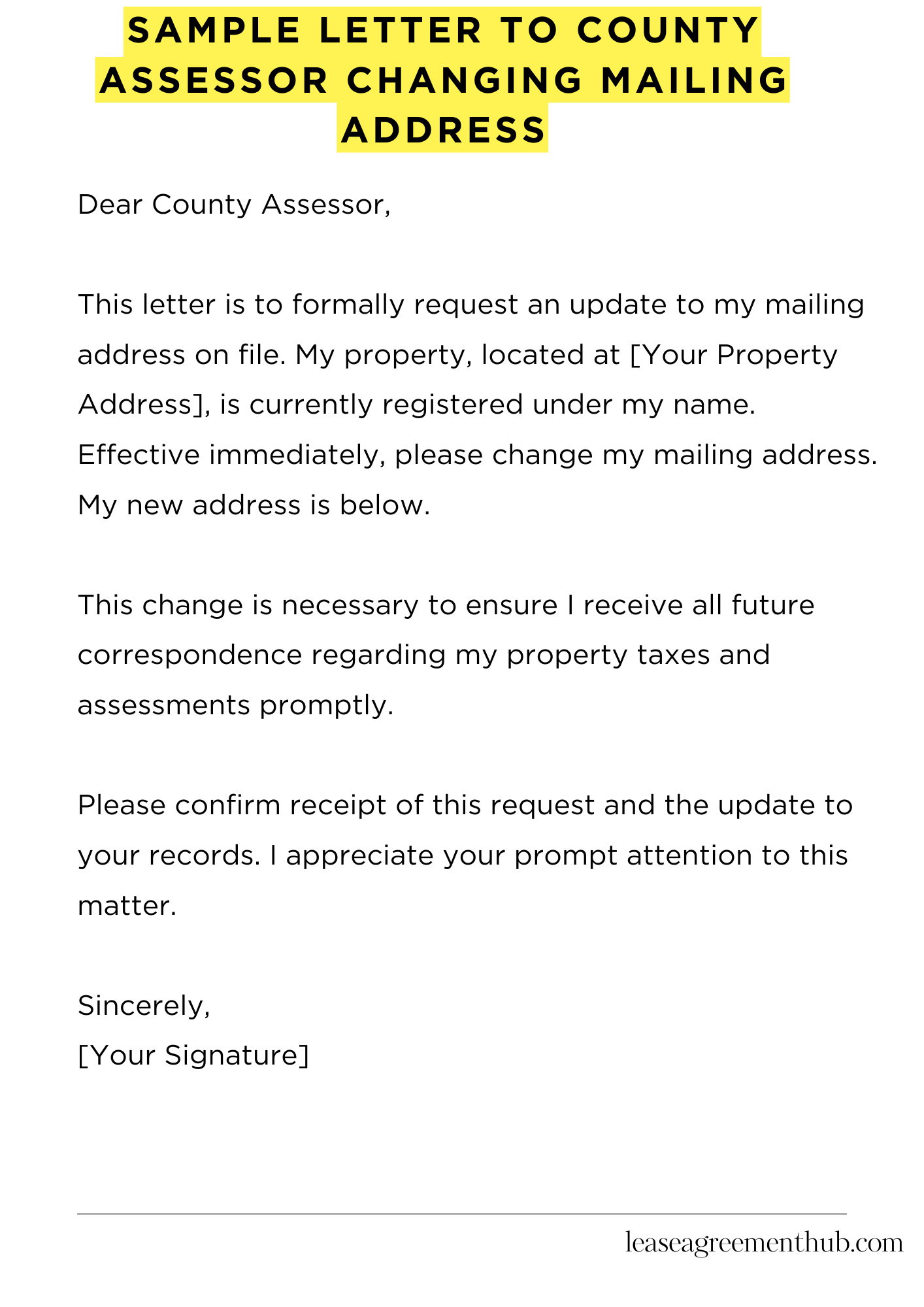 Sample Letter To County Assessor Changing Mailing Address