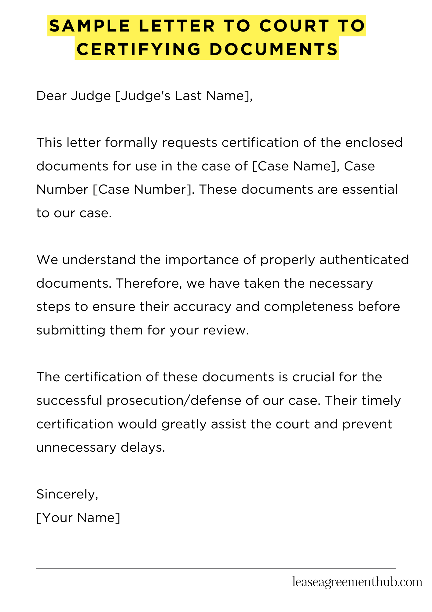 Sample Letter To Court To Certifying Documents