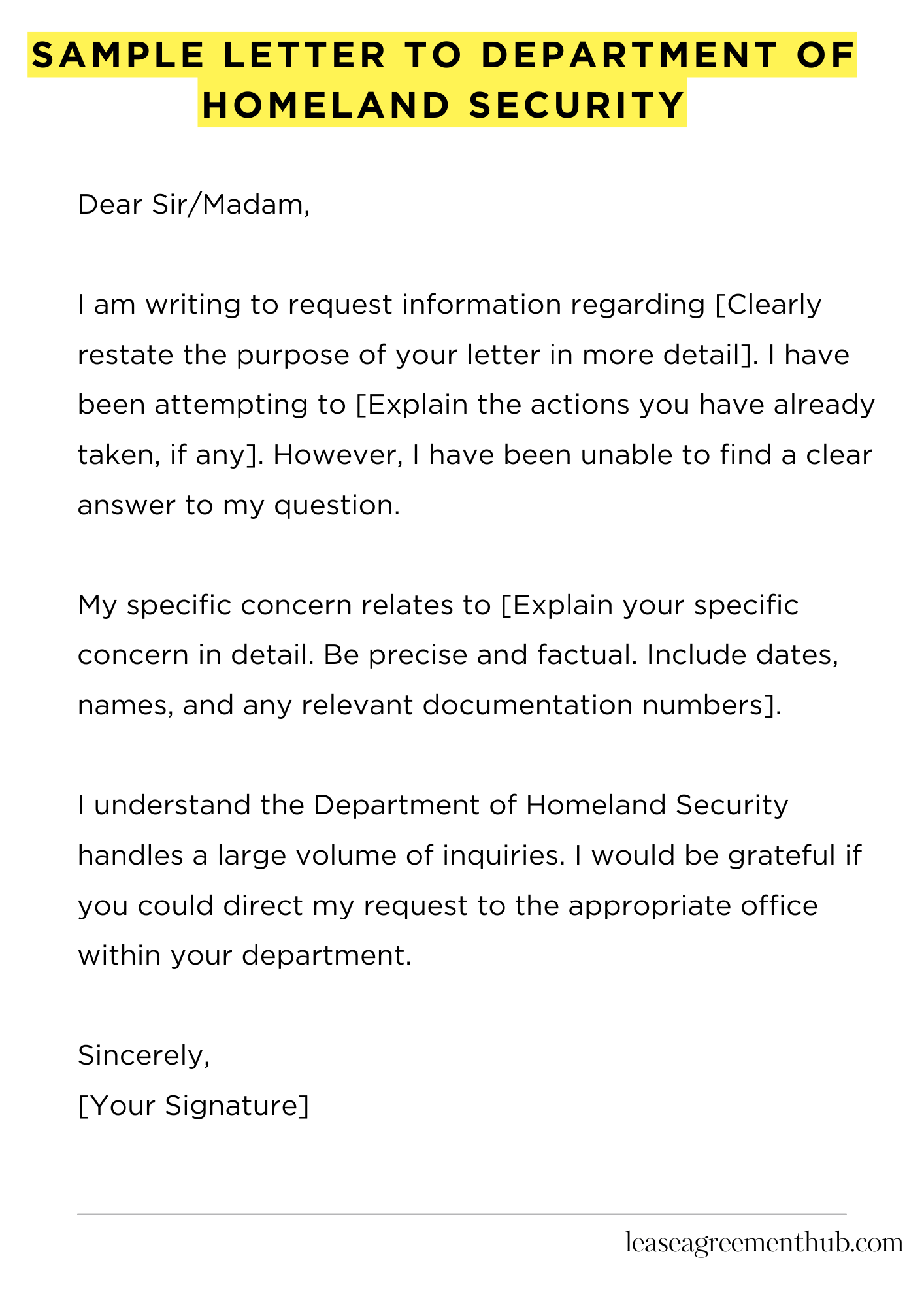 Sample Letter To Department Of Homeland Security