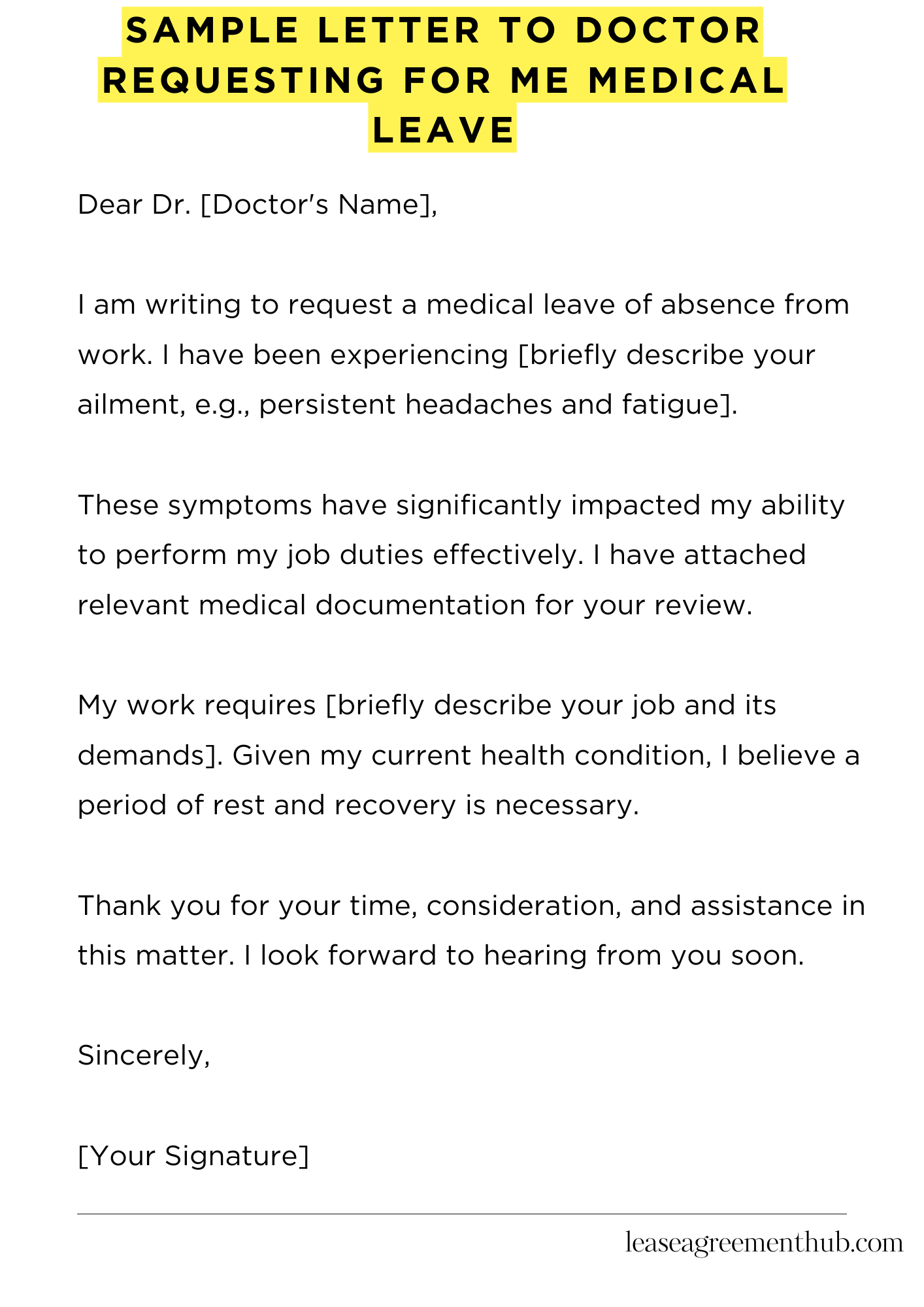 Sample Letter To Doctor Requesting For Me Medical Leave