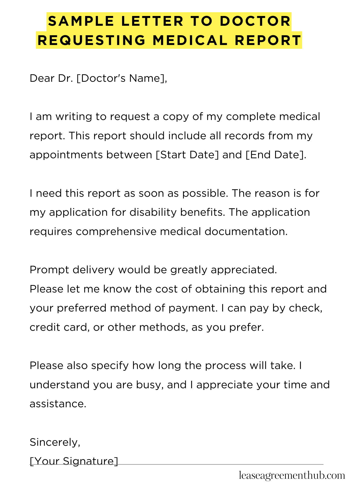Sample Letter To Doctor Requesting Medical Report