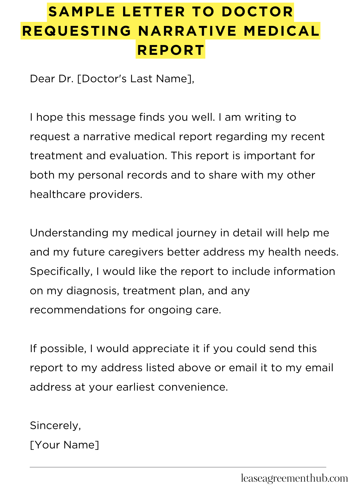 Sample Letter To Doctor Requesting Narrative Medical Report