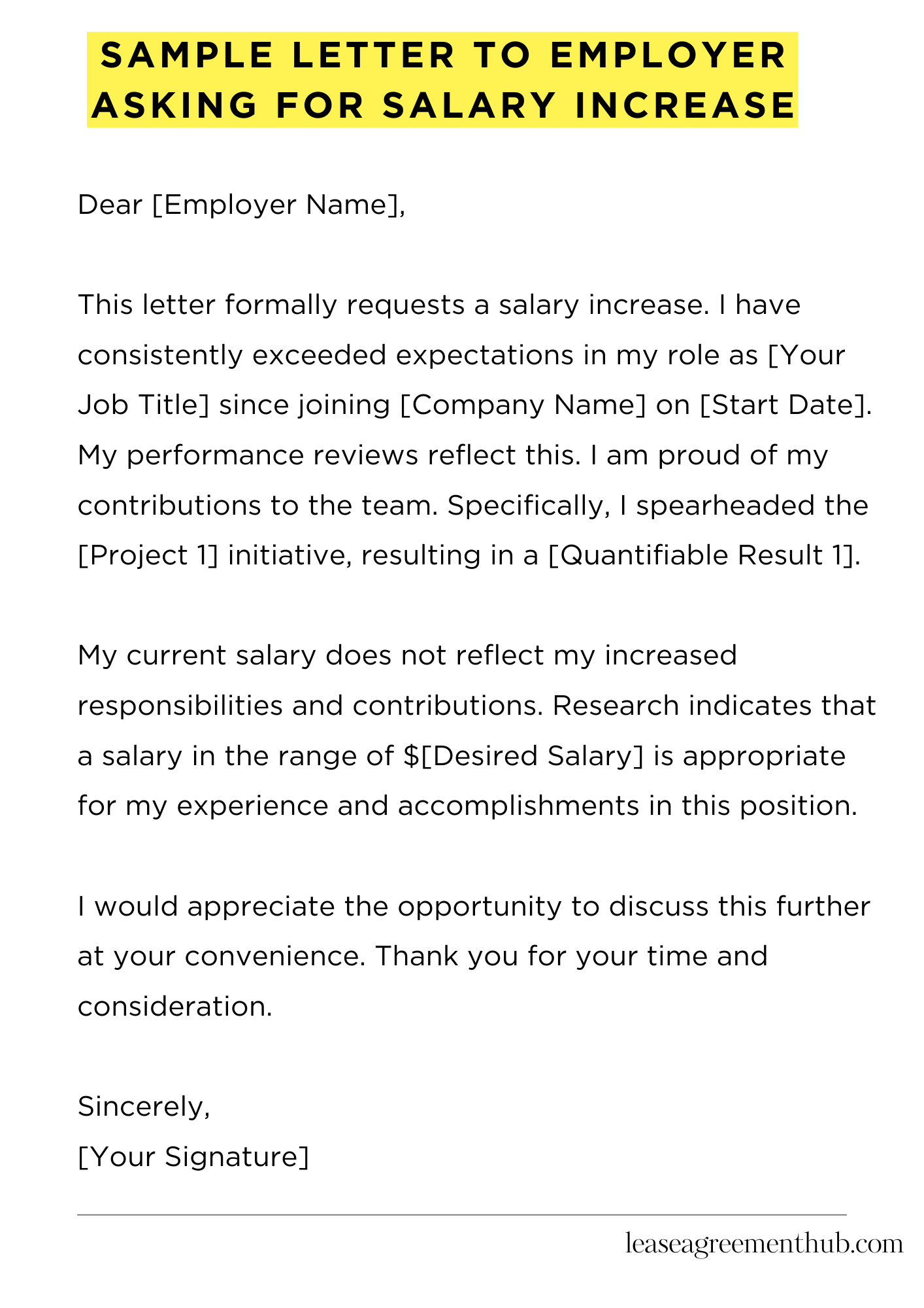 Sample Letter To Employer Asking For Salary Increase