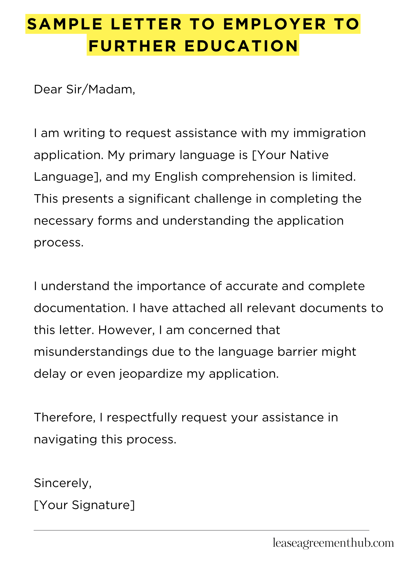 Sample Letter To Employer To Further Education