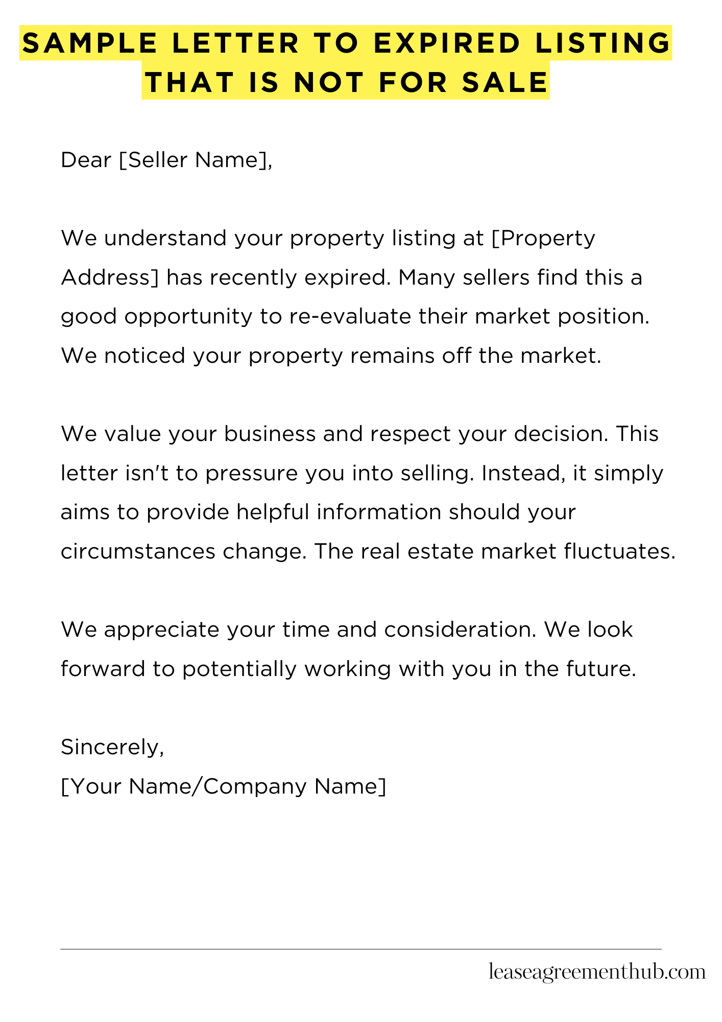 Sample Letter To Expired Listing That Is Not For Sale