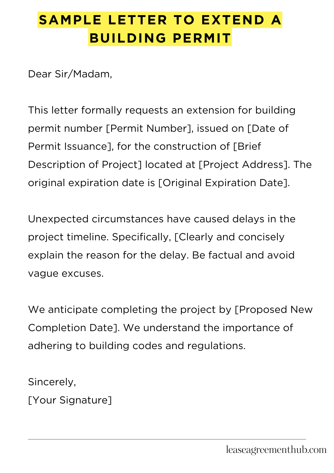 Sample Letter To Extend A Building Permit