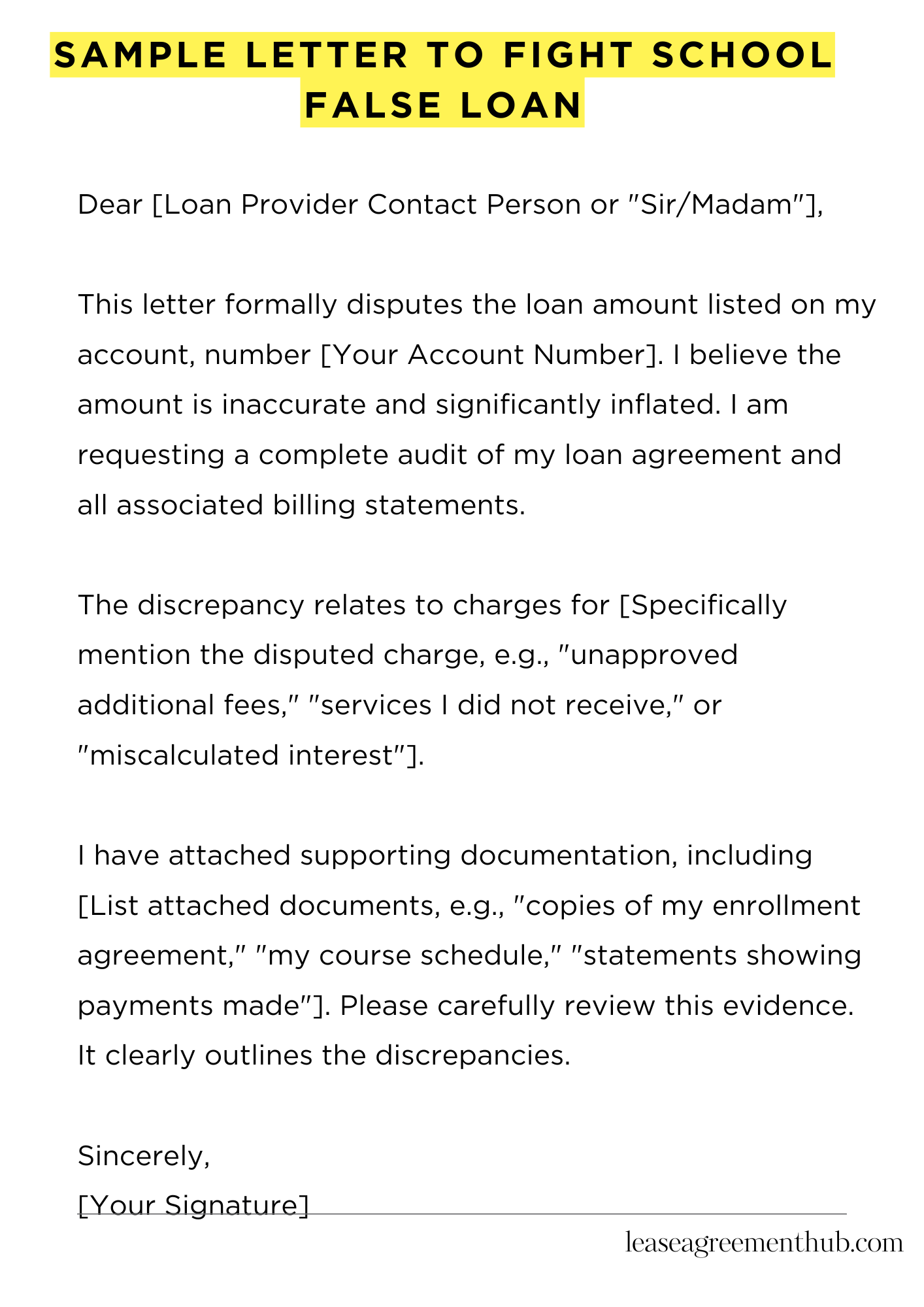 Sample Letter To Fight School False Loan