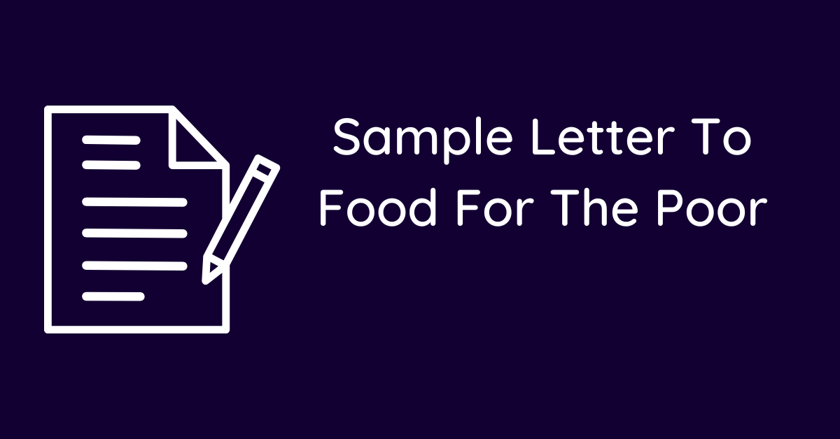 Sample Letter To Food For The Poor