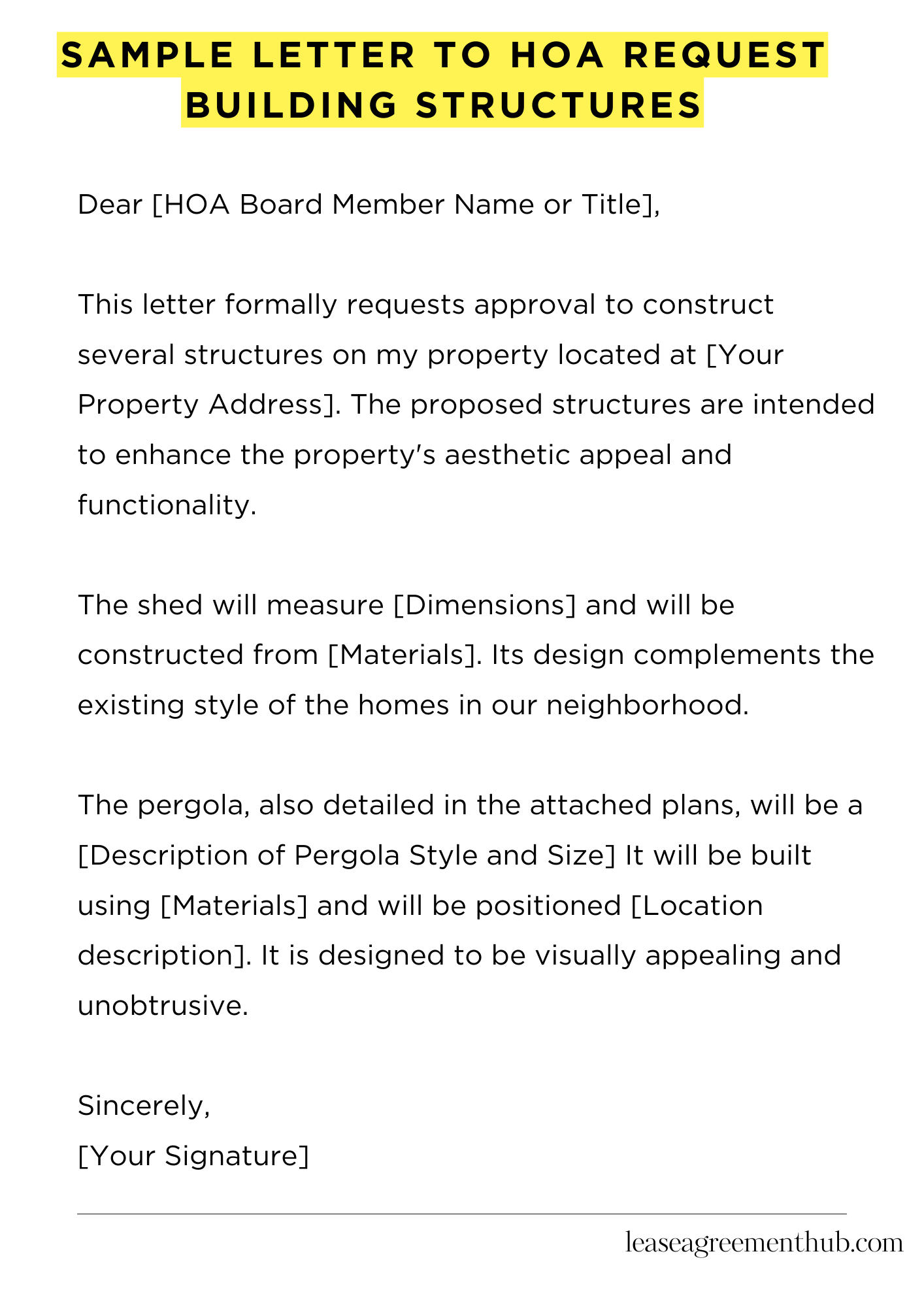 Sample Letter To Hoa Request Building Structures