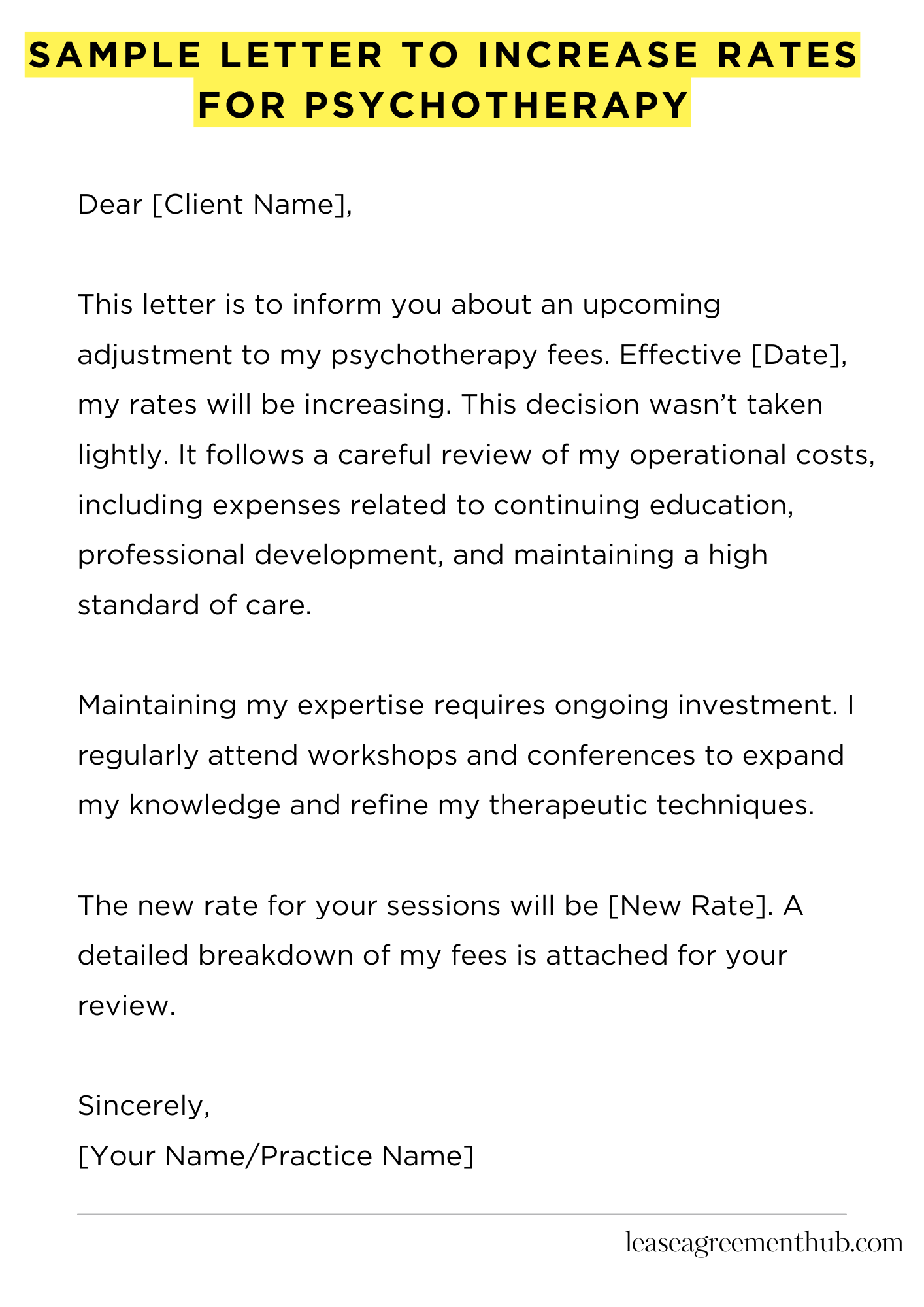 Sample Letter To Increase Rates For Psychotherapy