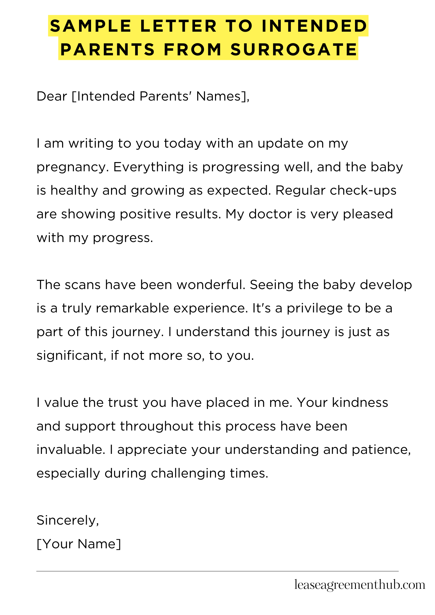 Sample Letter To Intended Parents From Surrogate