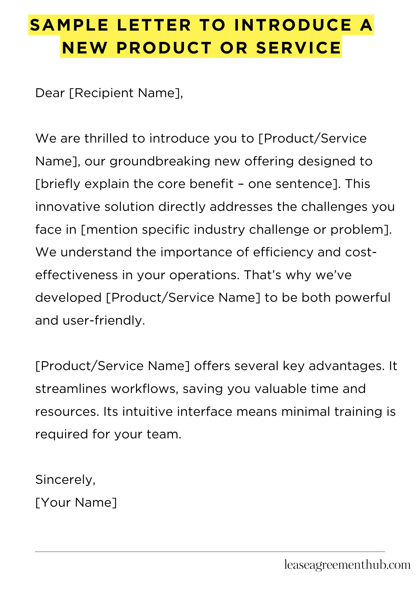 Sample Letter To Introduce A New Product Or Service