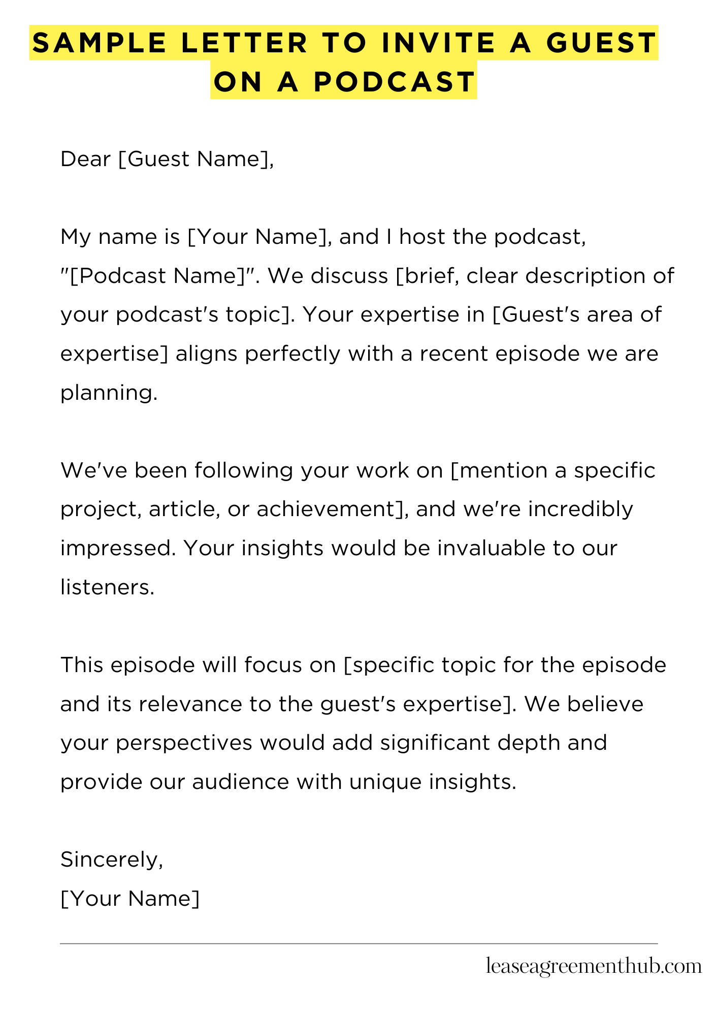 Sample Letter To Invite A Guest On A Podcast