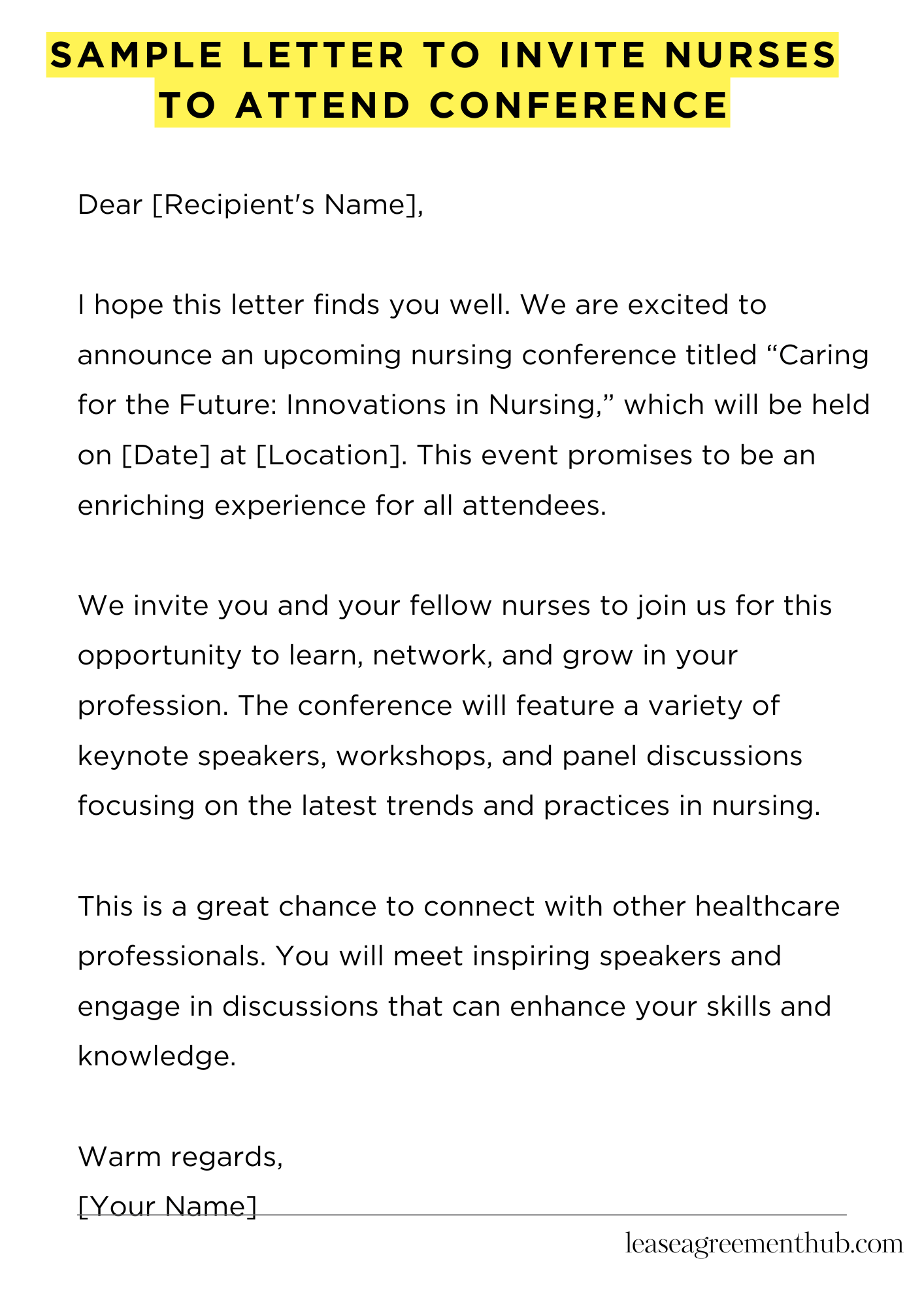 Sample Letter To Invite Nurses To Attend Conference