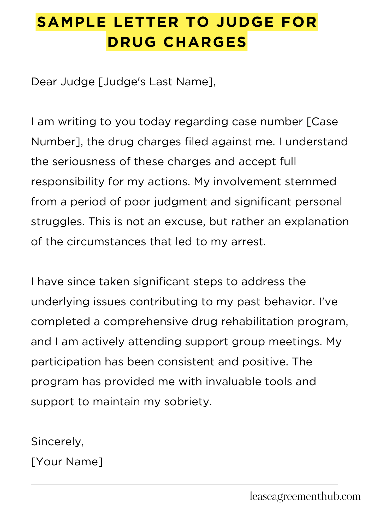 Sample Letter To Judge For Drug Charges