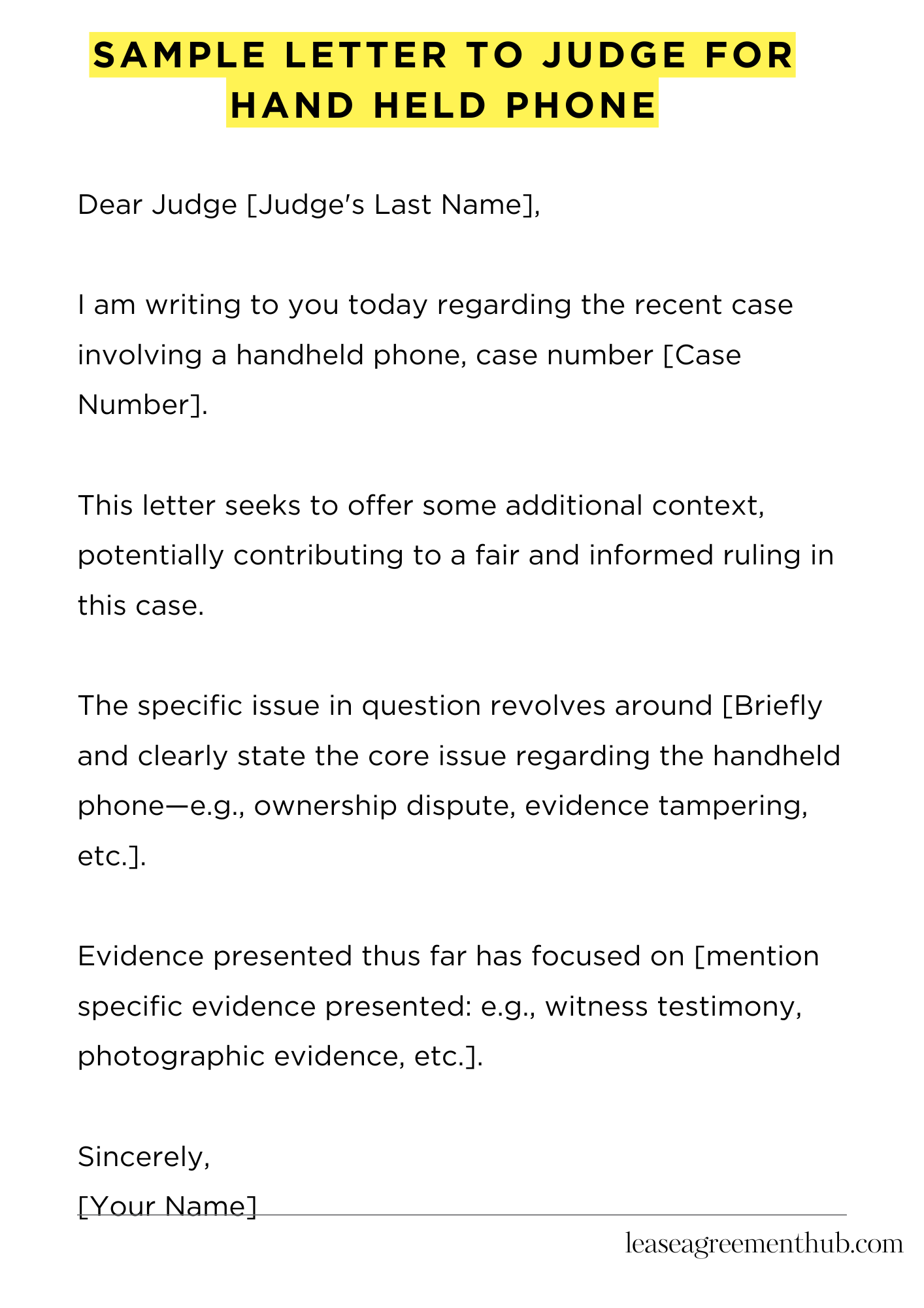 Sample Letter To Judge For Hand Held Phone