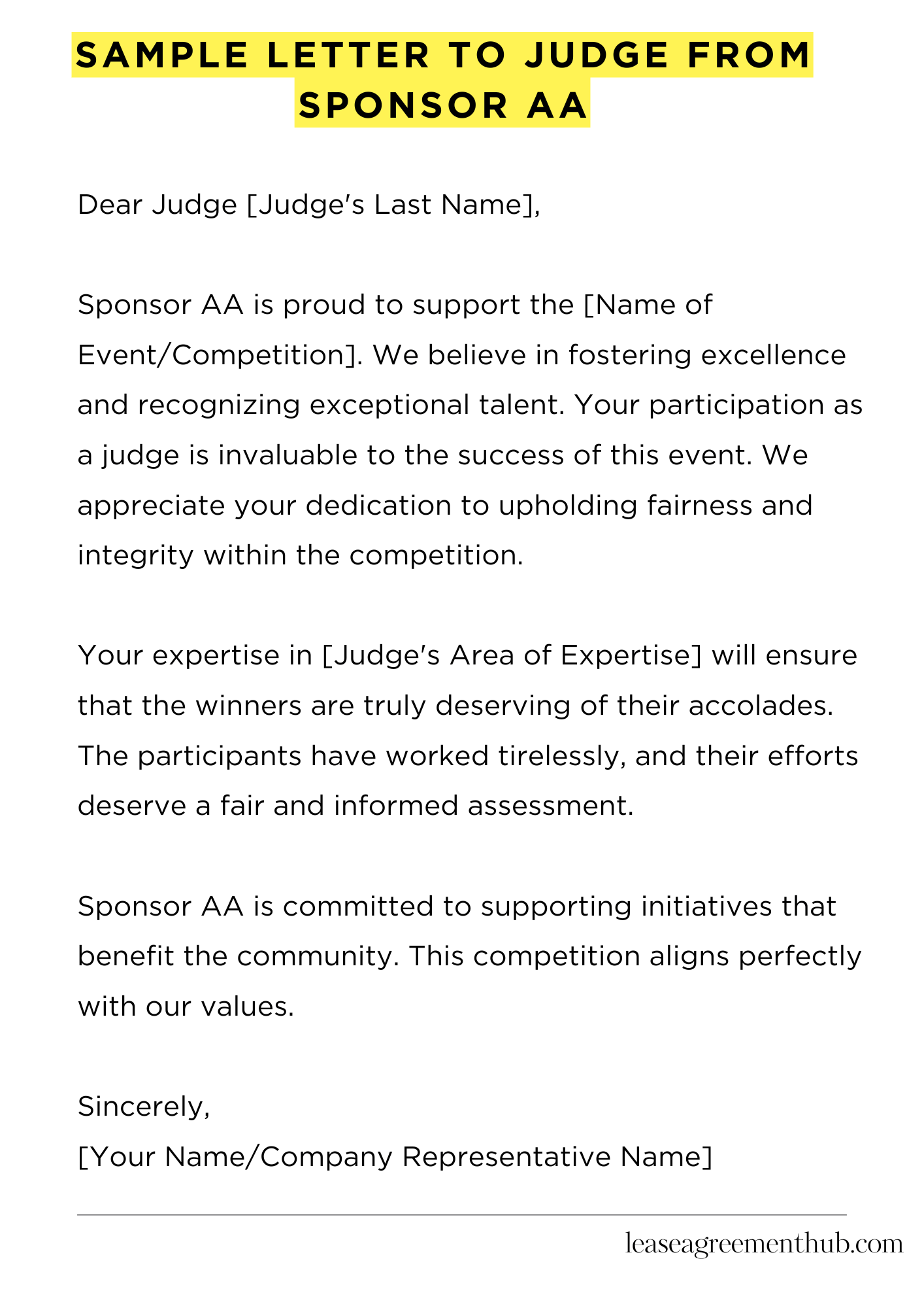 Sample Letter To Judge From Sponsor Aa